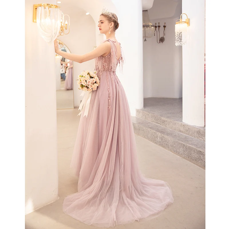 Angel troue rok, blomme pienk bruid roosterbrood aandete partytjie jaarlikse troue rok 6676. | Amehandmadesg - Image 5