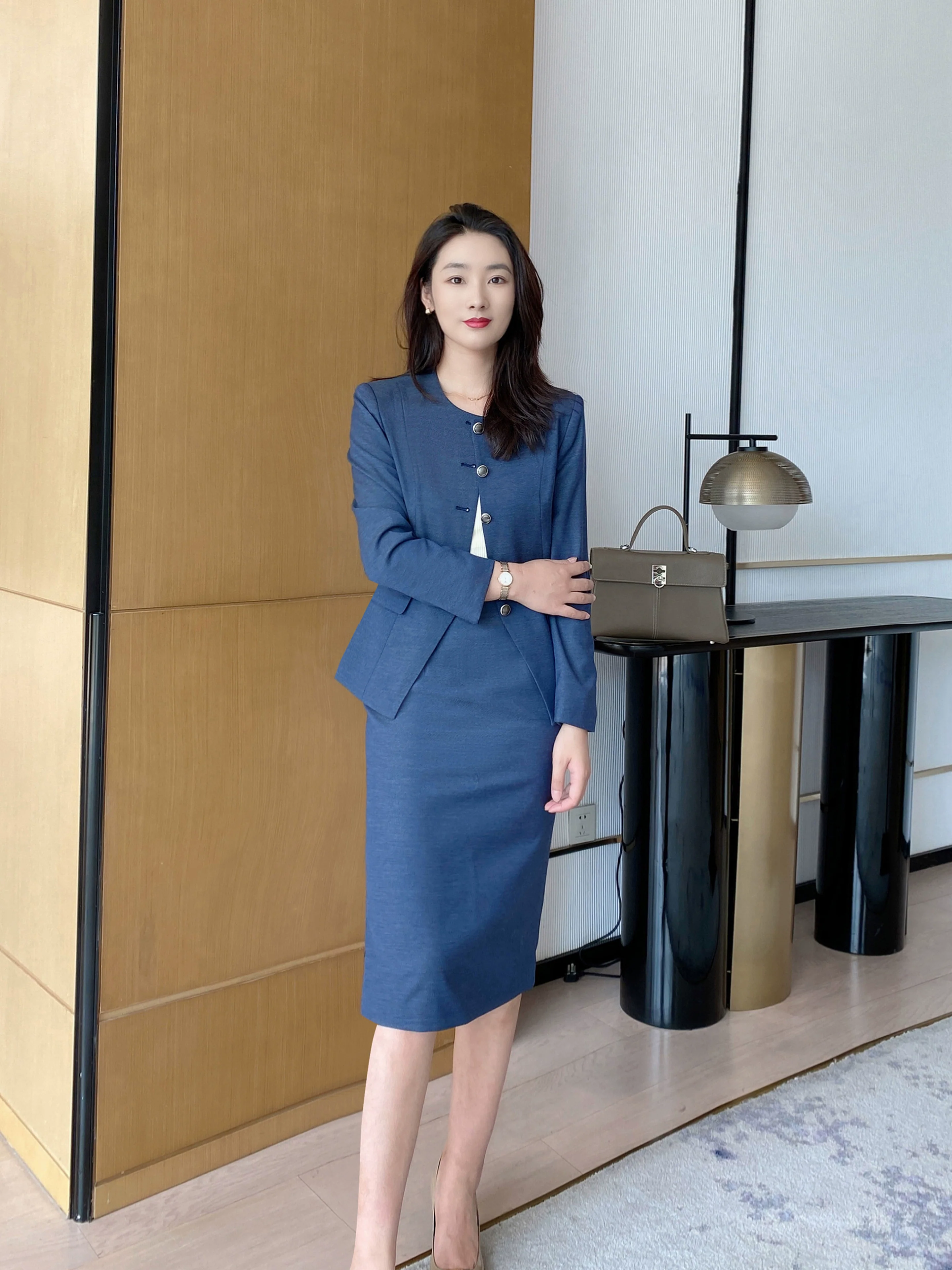 Autumn Fitted Classic Suit Jacket Brace Pleated Skirt Set Chanel Style - Image 4
