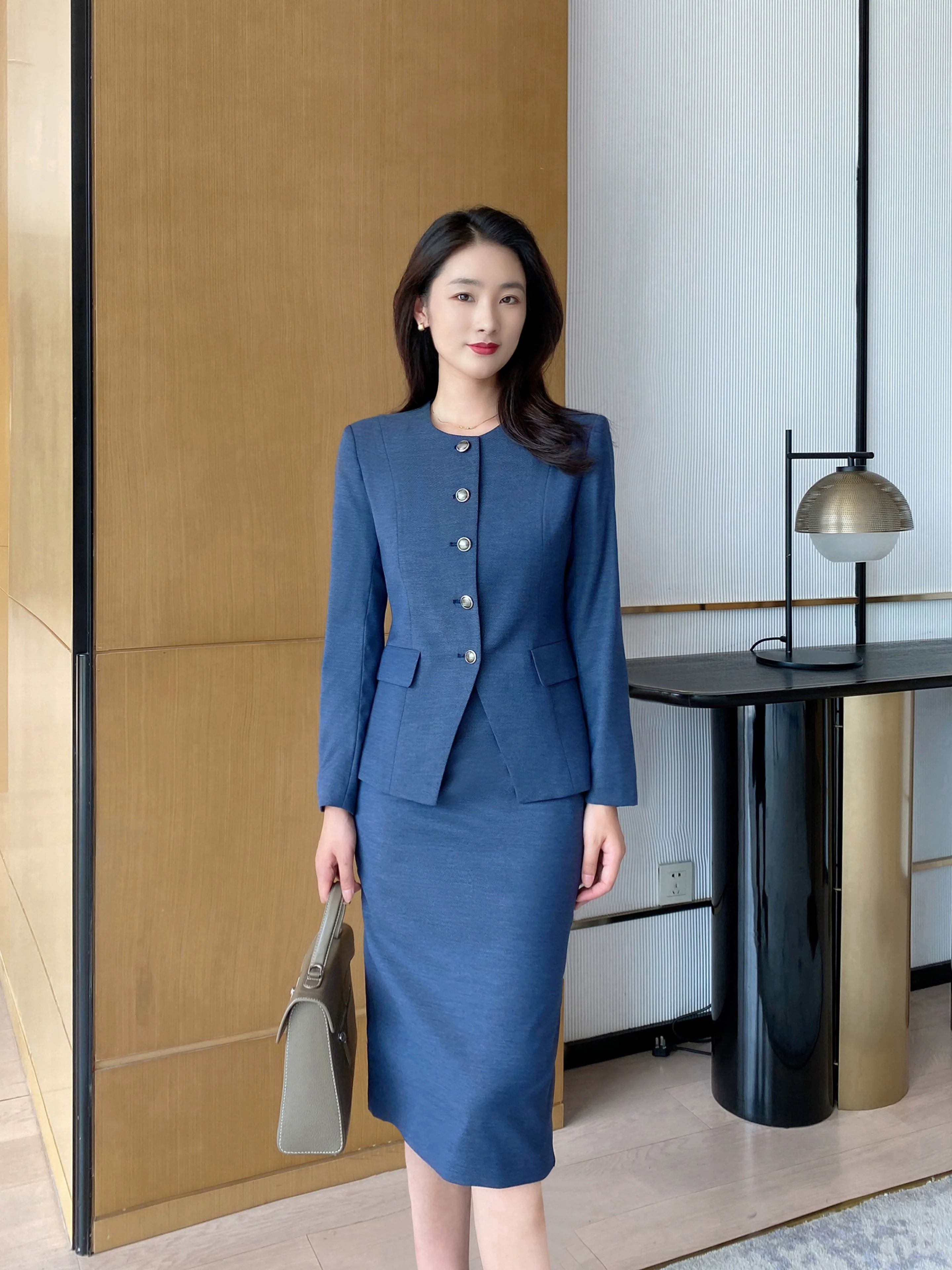 Autumn Fitted Classic Suit Jacket Brace Pleated Skirt Set Chanel Style - Image 5