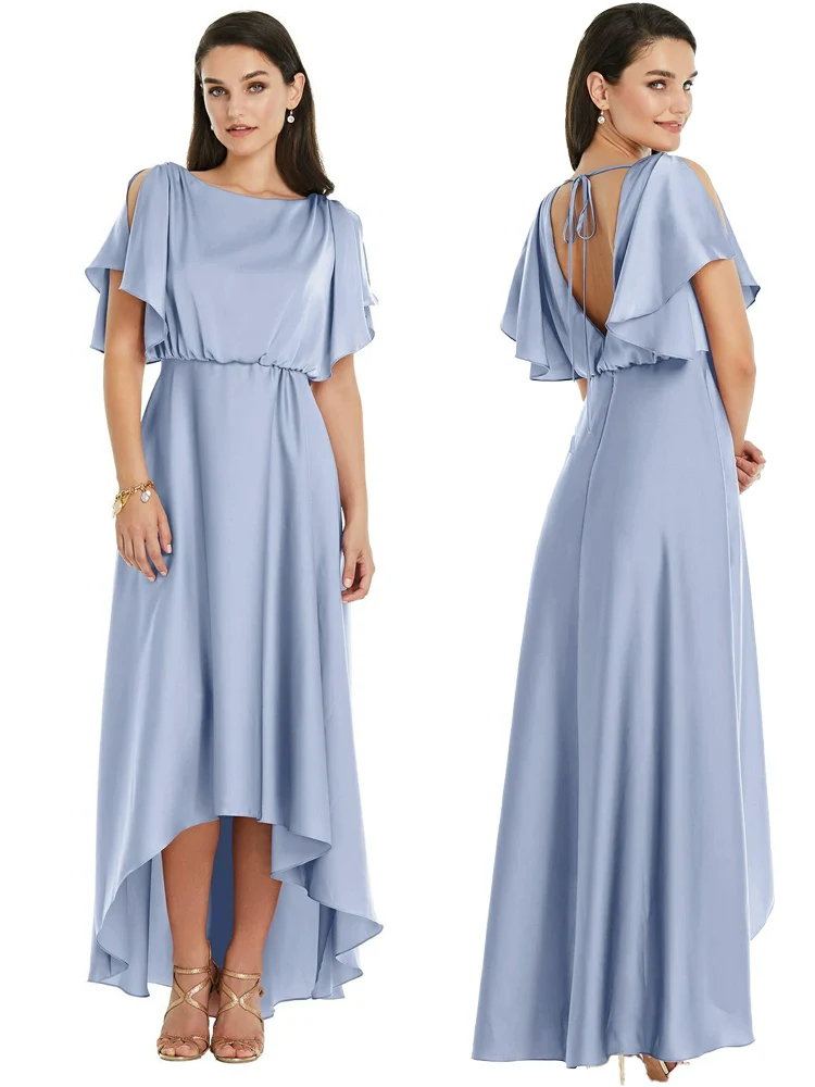 Azure Satin Bridesmaid Dresses | Amehandmadesg - Image 10