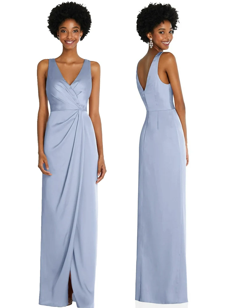 Azure Satin Bridesmaid Dresses | Amehandmadesg - Image 6