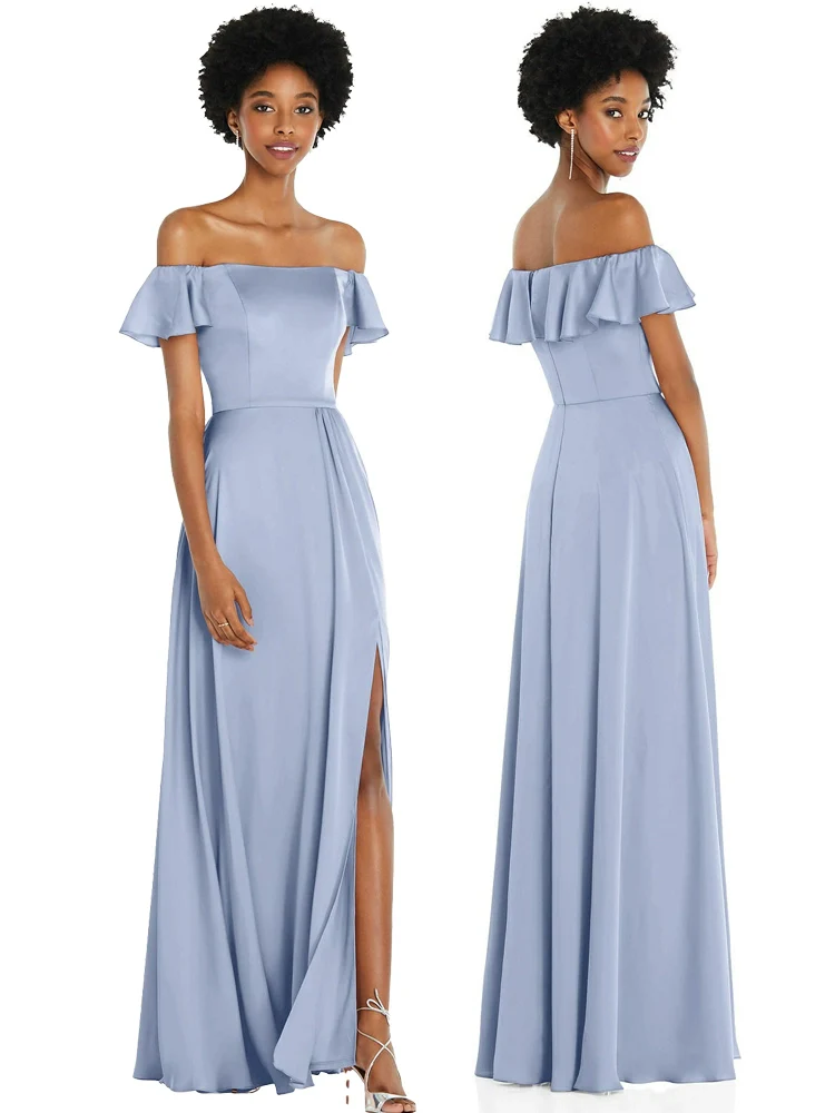 Azure Satin Bridesmaid Dresses | Amehandmadesg - Image 7