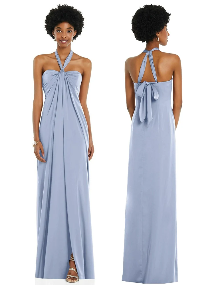 Azure Satin Bridesmaid Dresses | Amehandmadesg - Image 8