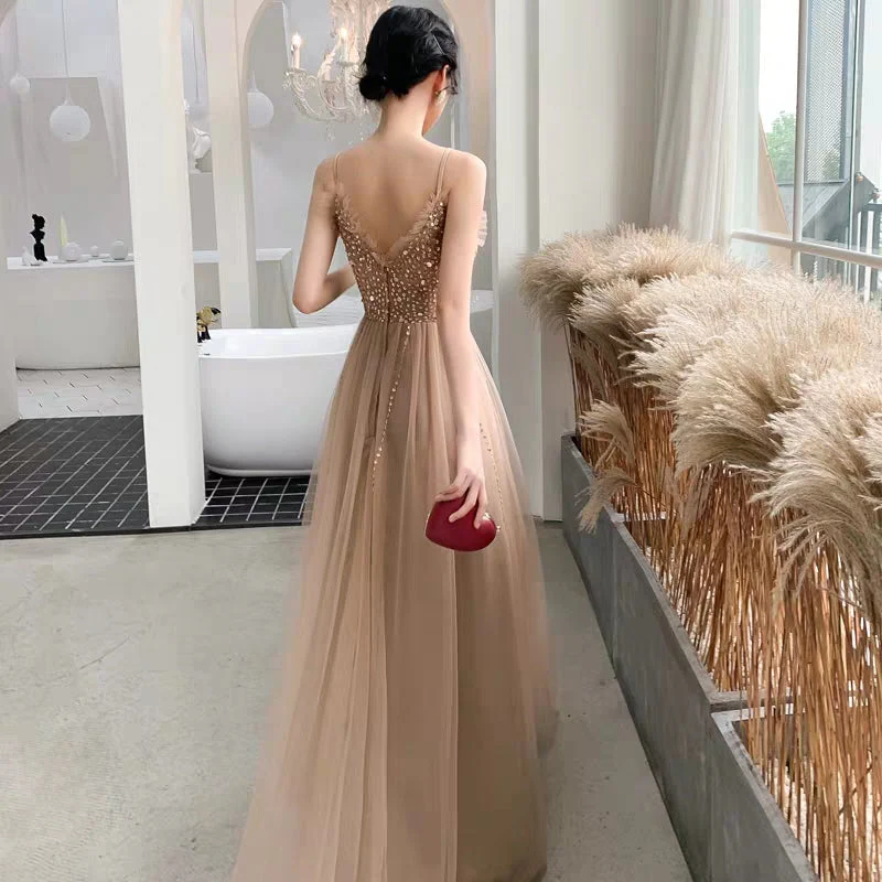 Banquet dress female long section new temperament champagne color noble birthday party dress dress host - Image 3