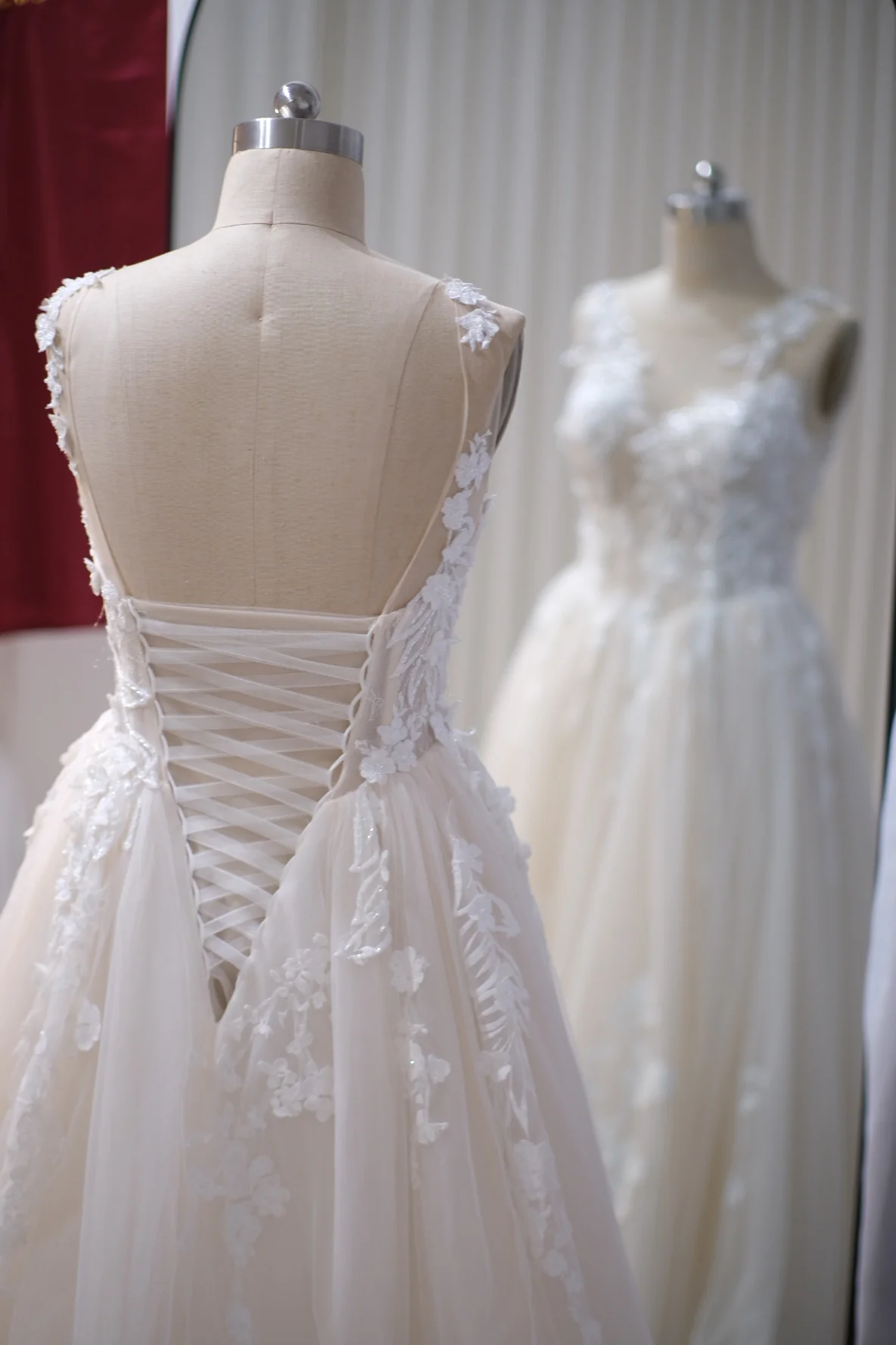 Lux Fabric Full Applique Lace with Beaded Wedding Gown Size L | Ready-to-Wear - Image 6