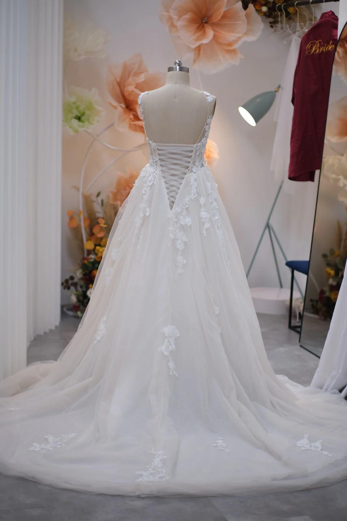 Lux Fabric Full Applique Lace with Beaded Wedding Gown Size L | Ready-to-Wear - Image 7