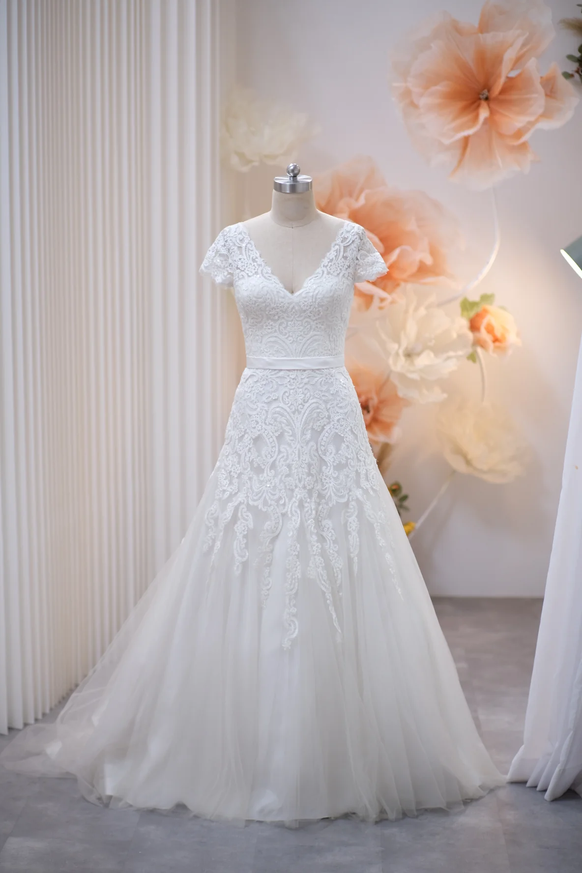 Lux Full Half Lace with Beaded Wedding Gown Size M | Ready-to-Wear
