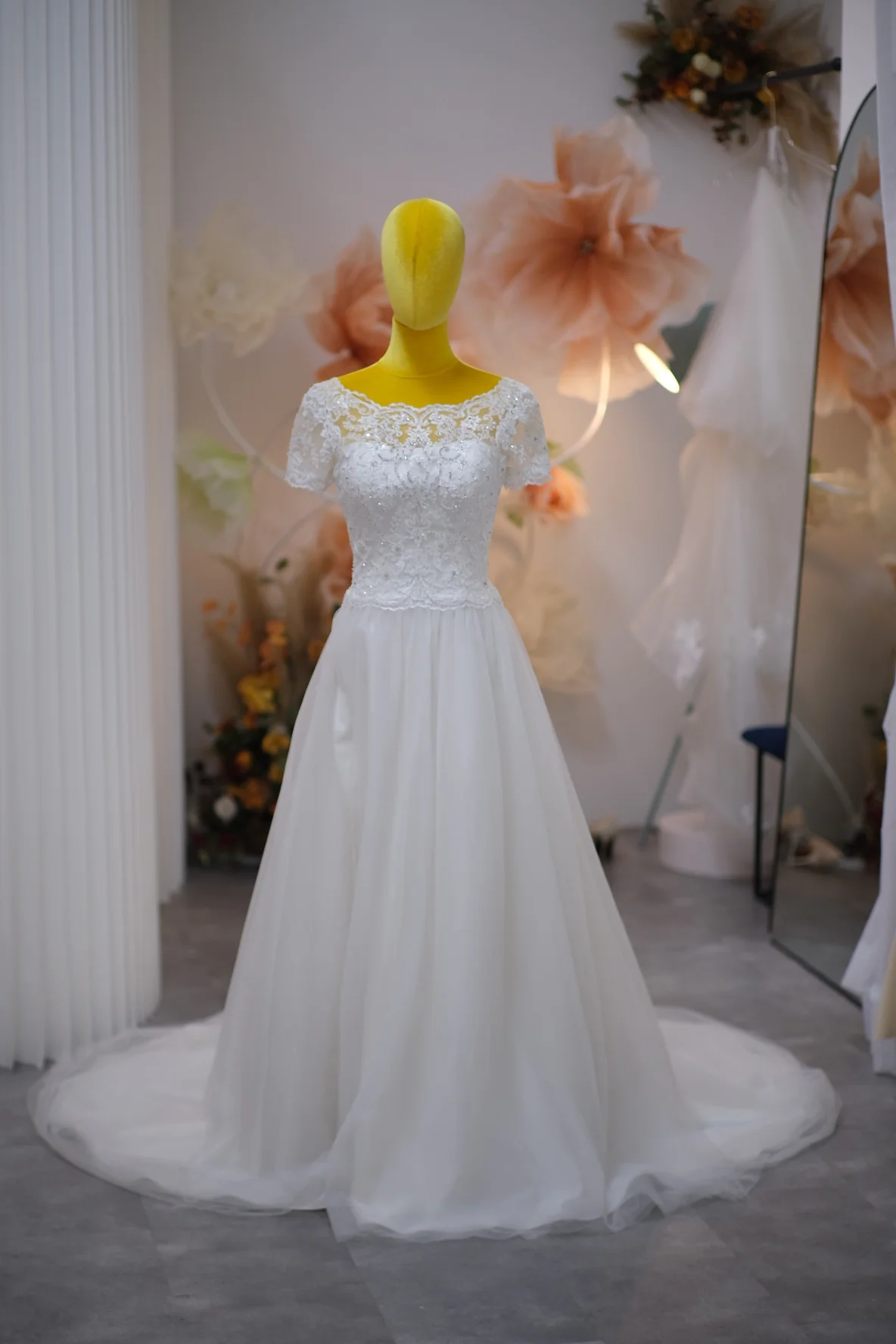 Premium Half Lace with Beaded Wedding Gown Size XL | Ready-to-Wear - Image 2