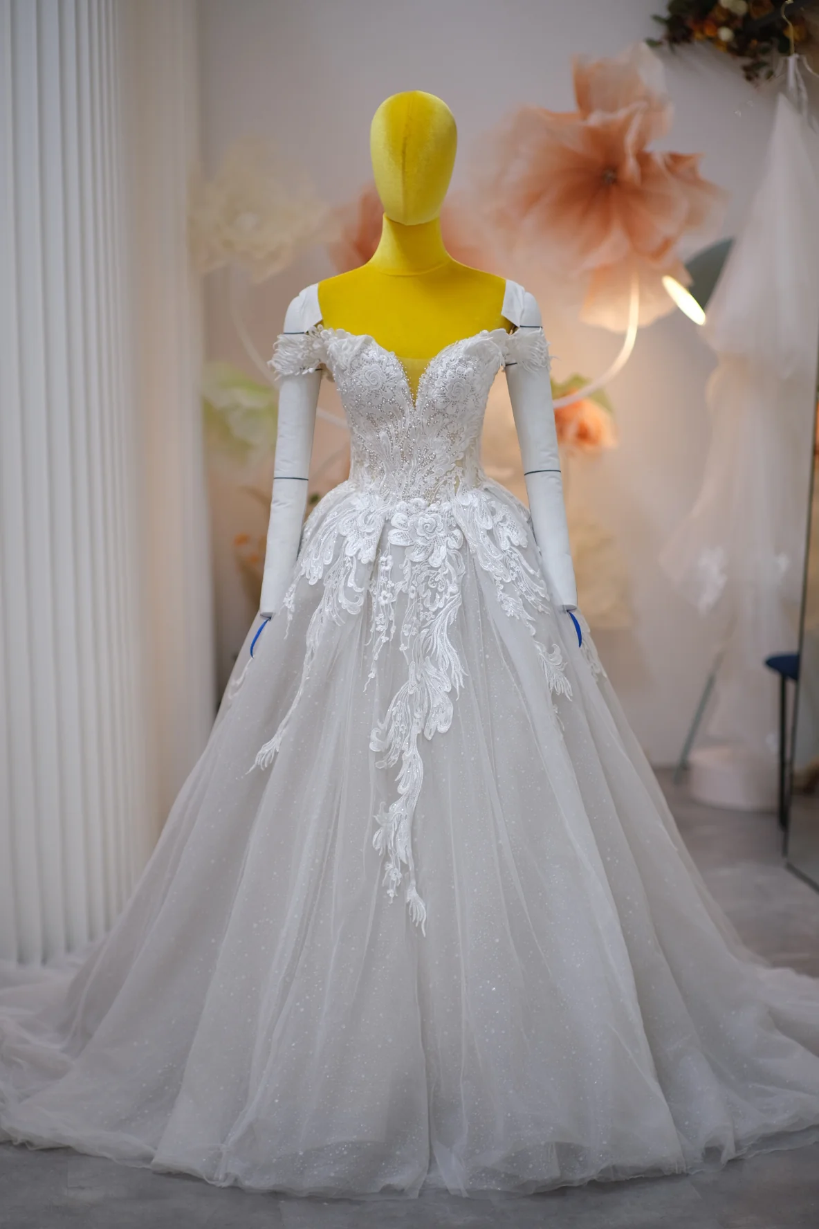 Luxury Full Half Lace with Beaded Wedding Gown Size XS | Ready-to-Wear