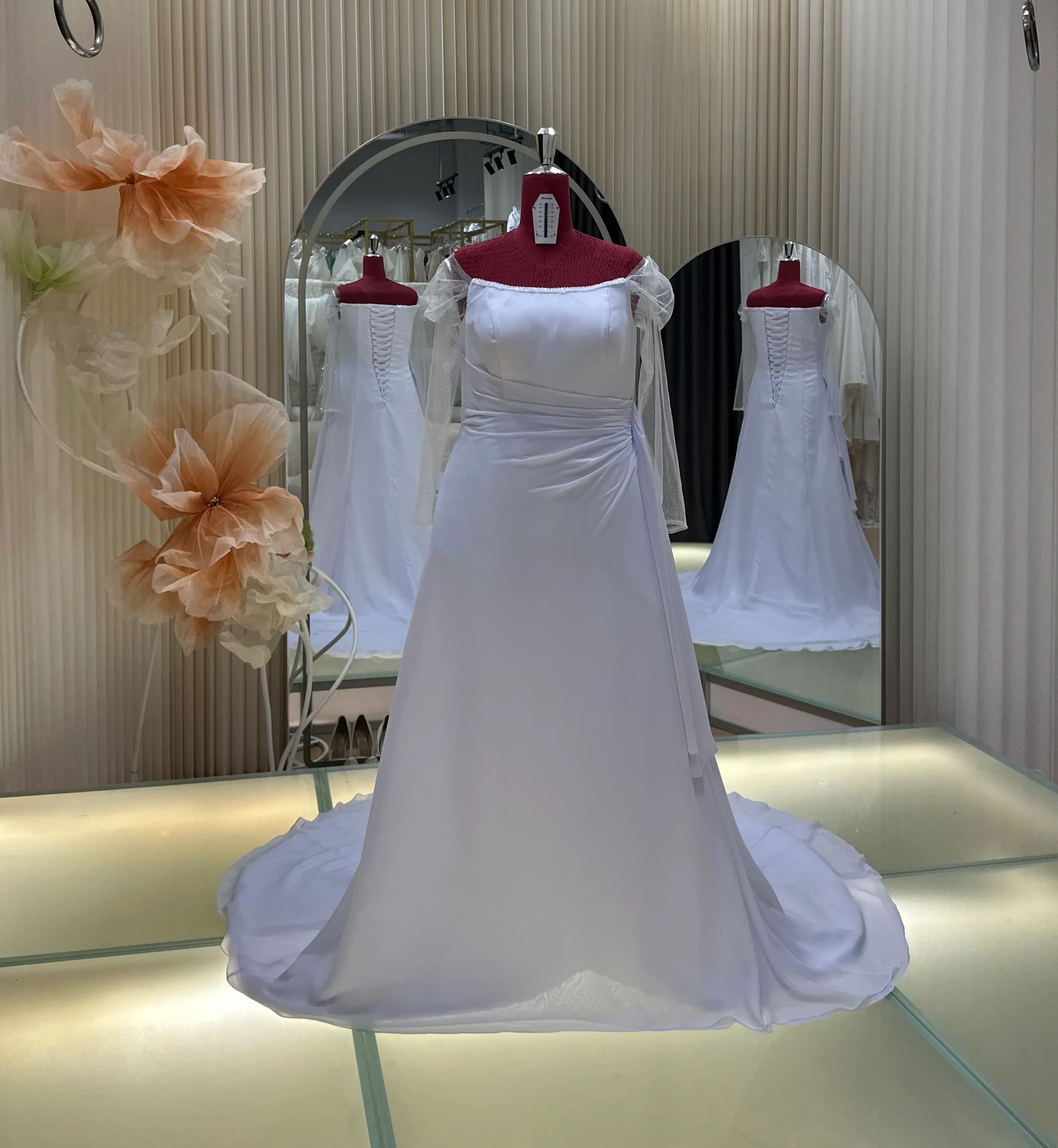 Premium Pleated Plain Wedding Gown Size 3XL-5XL | Ready-to-Wear