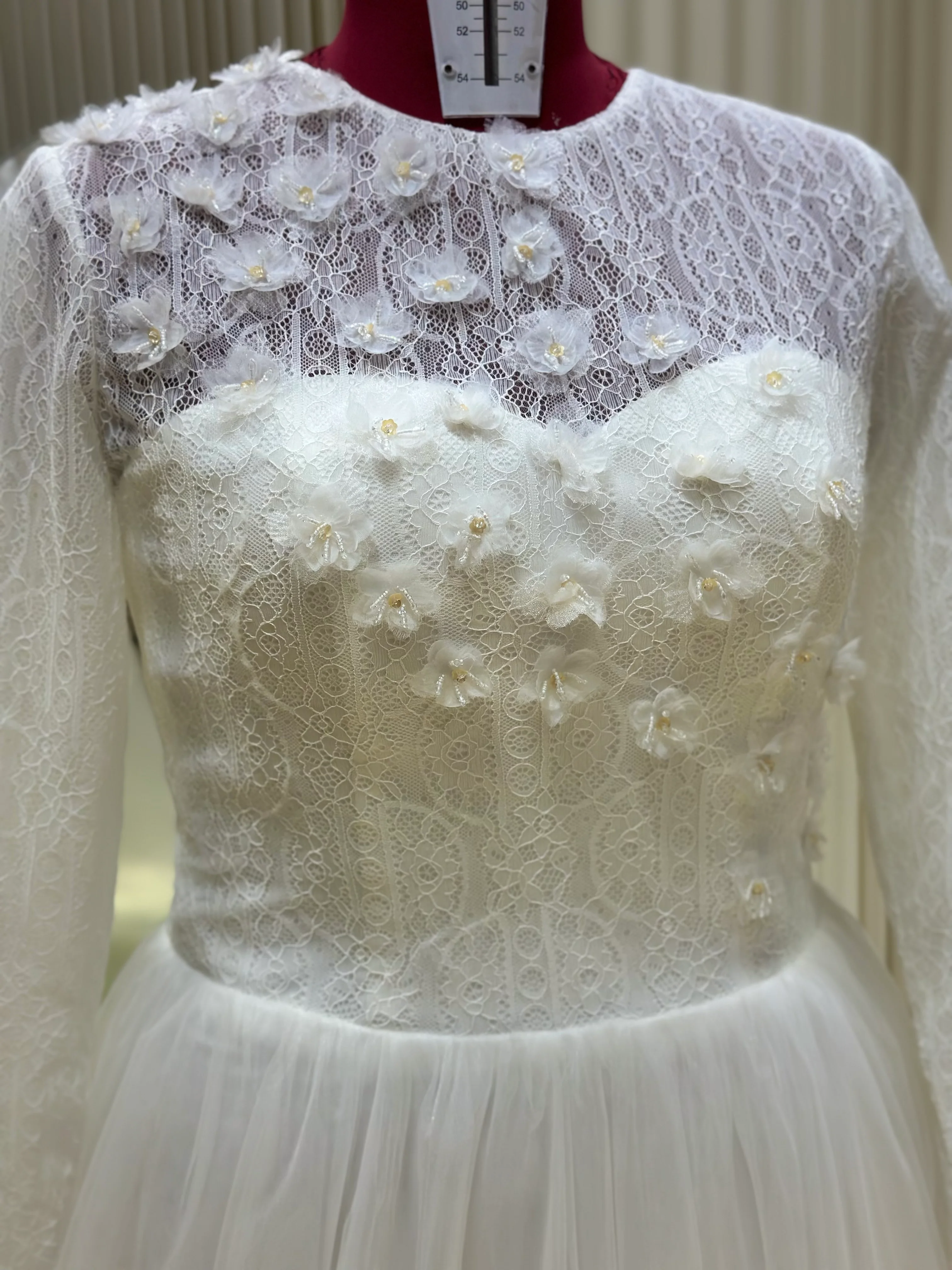 Premium Beaded Half-Lace Wedding Gown | Ready-to-Wear - Image 4