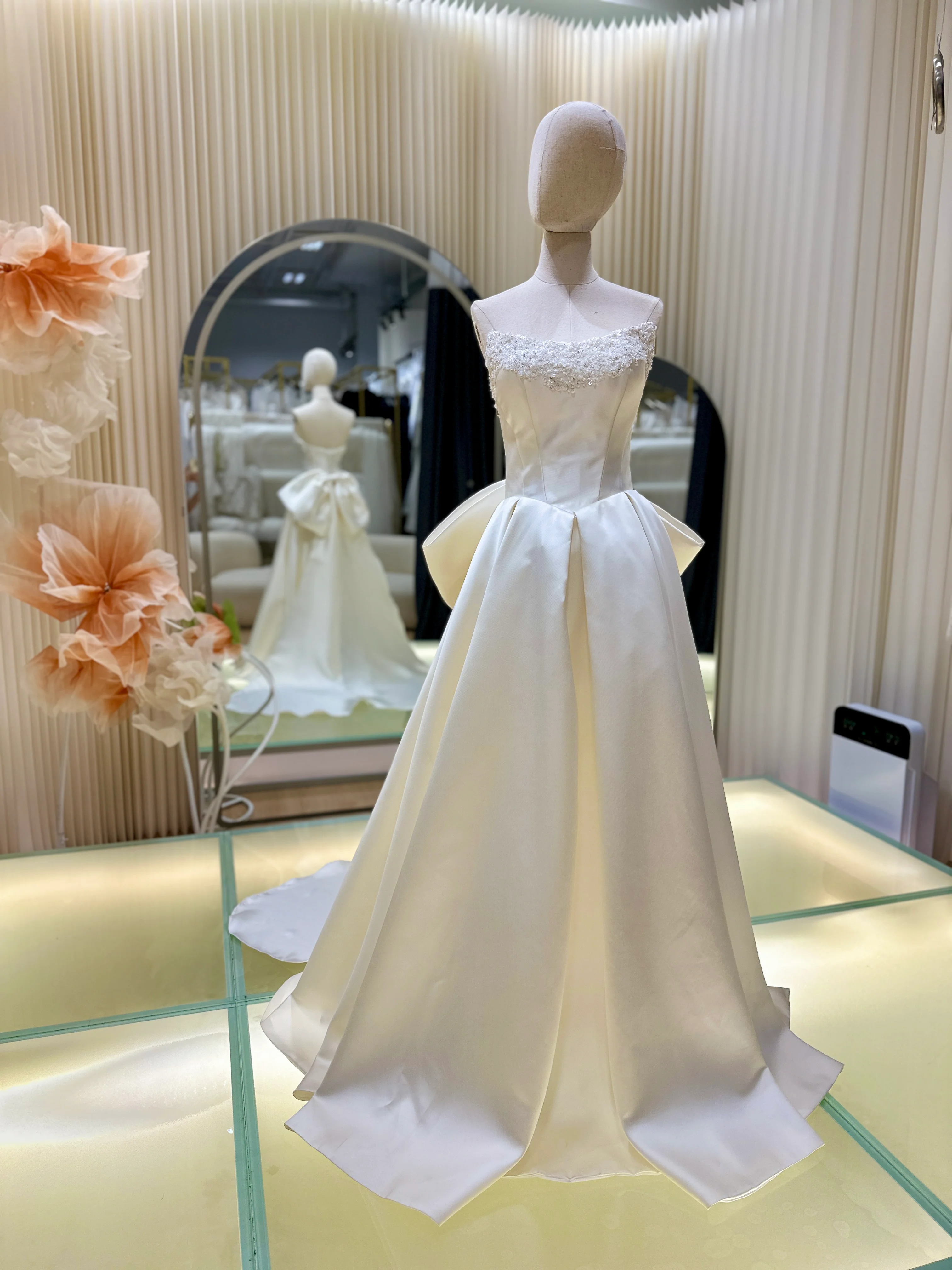 Opulent Pearl Half-Lace Beaded Wedding Gown | Ready-to-Wear