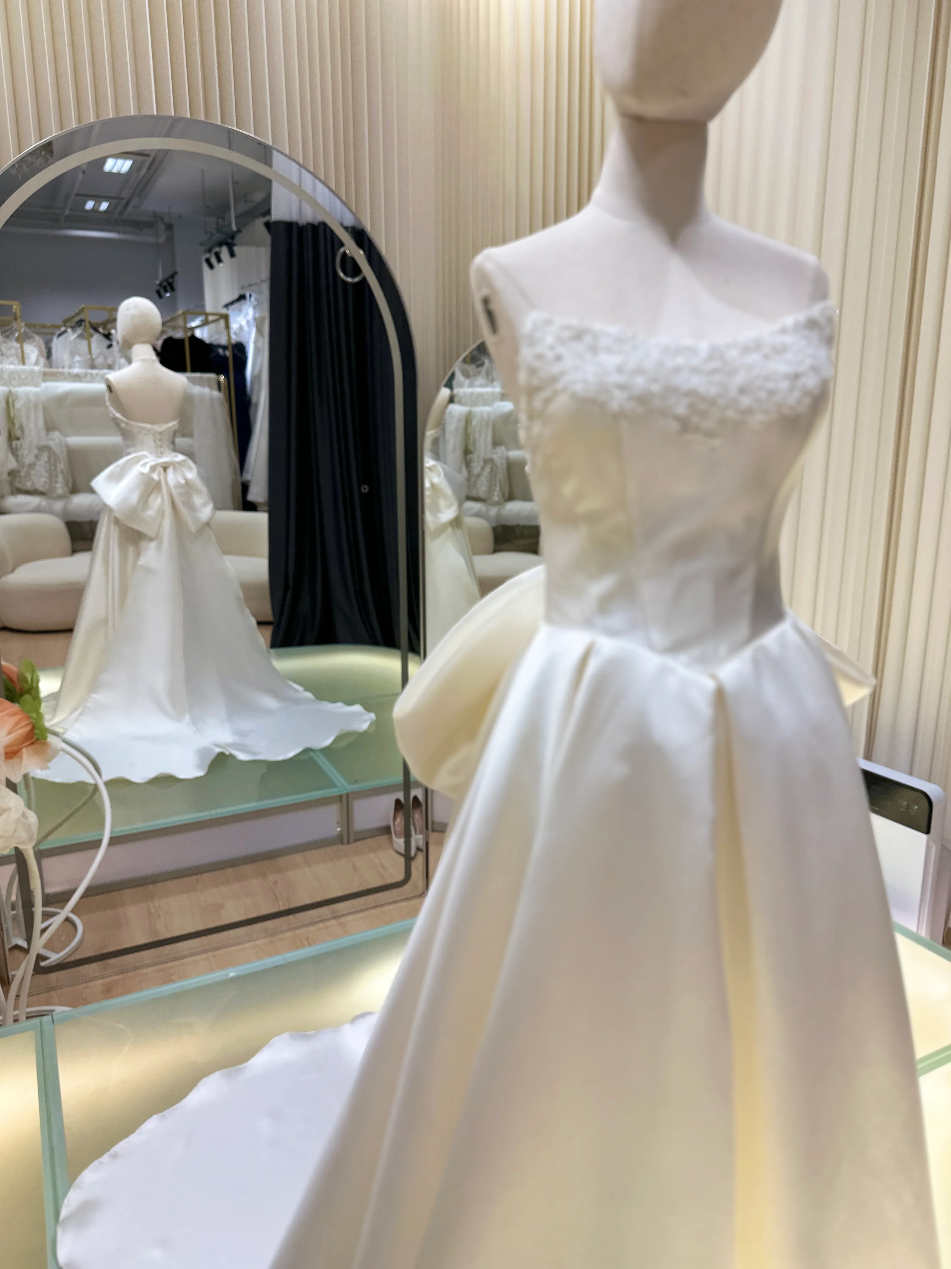 Opulent Pearl Half-Lace Beaded Wedding Gown | Ready-to-Wear - Image 4