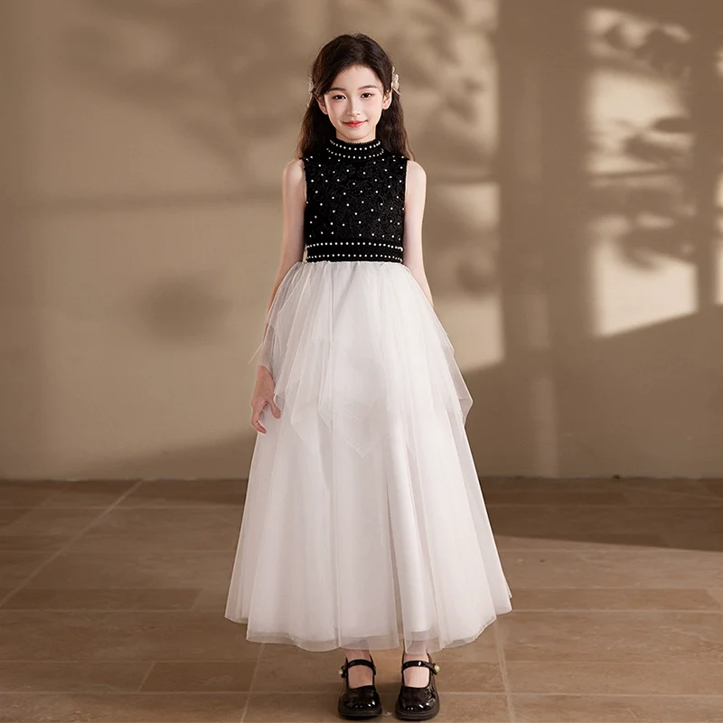 Black Colored Elite Piano Kids Evening Dress - Image 4