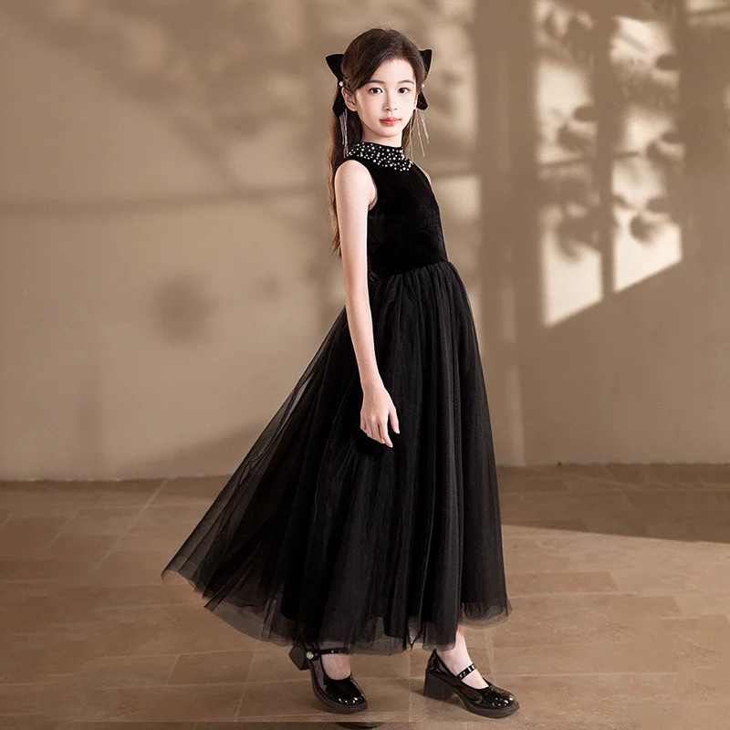 Black Princess Velvet Dress - Image 3