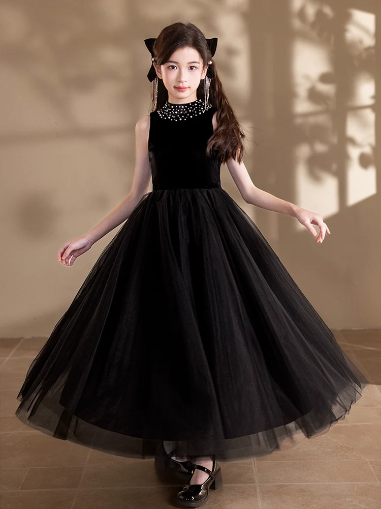 Black Princess Velvet Dress - Image 6