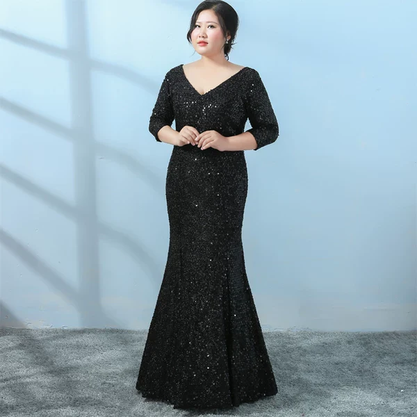Black Sequin Elegant Evening Dress - Image 3