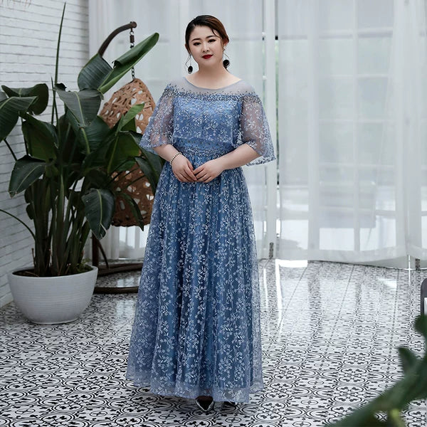 Blue Gray Evening Dress 3XL-7XL - Image 5