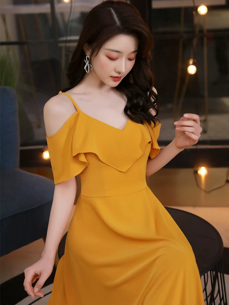 Bridesmaid Dress Simple Cut Bright Catchy Style - Image 4