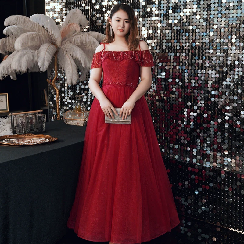Burgundy Long Evening Dress - Image 2