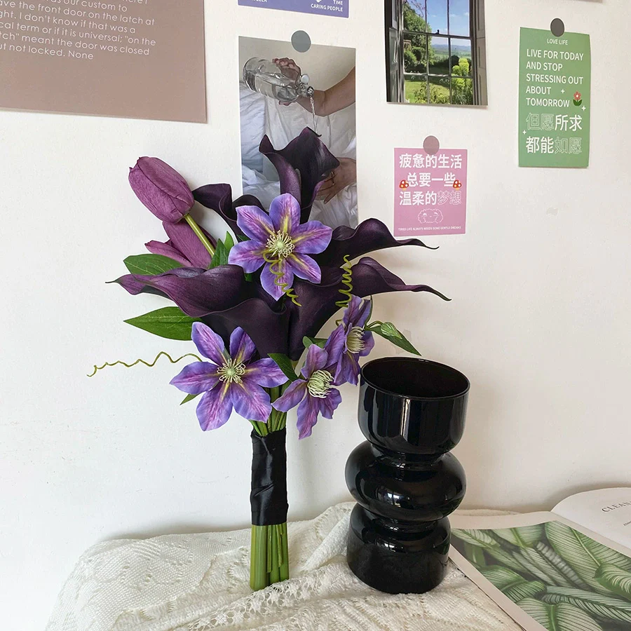 Deep Purple Calla Lily Handheld Silk Flower – Unique Home Vase for Weddings & Graduation - Image 6