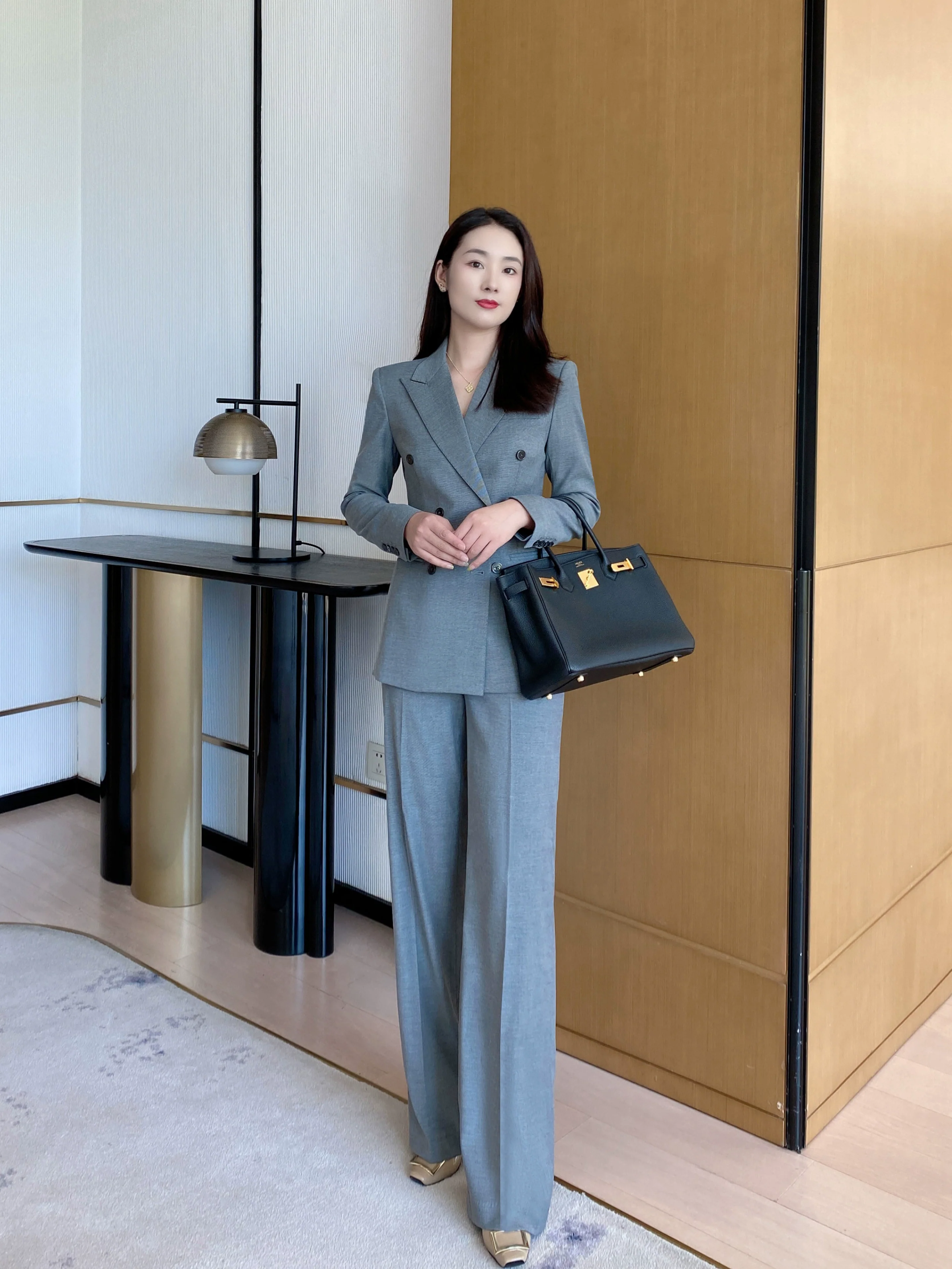 Demi-season Classic Suit Jacket Elite Set Grey - Image 5