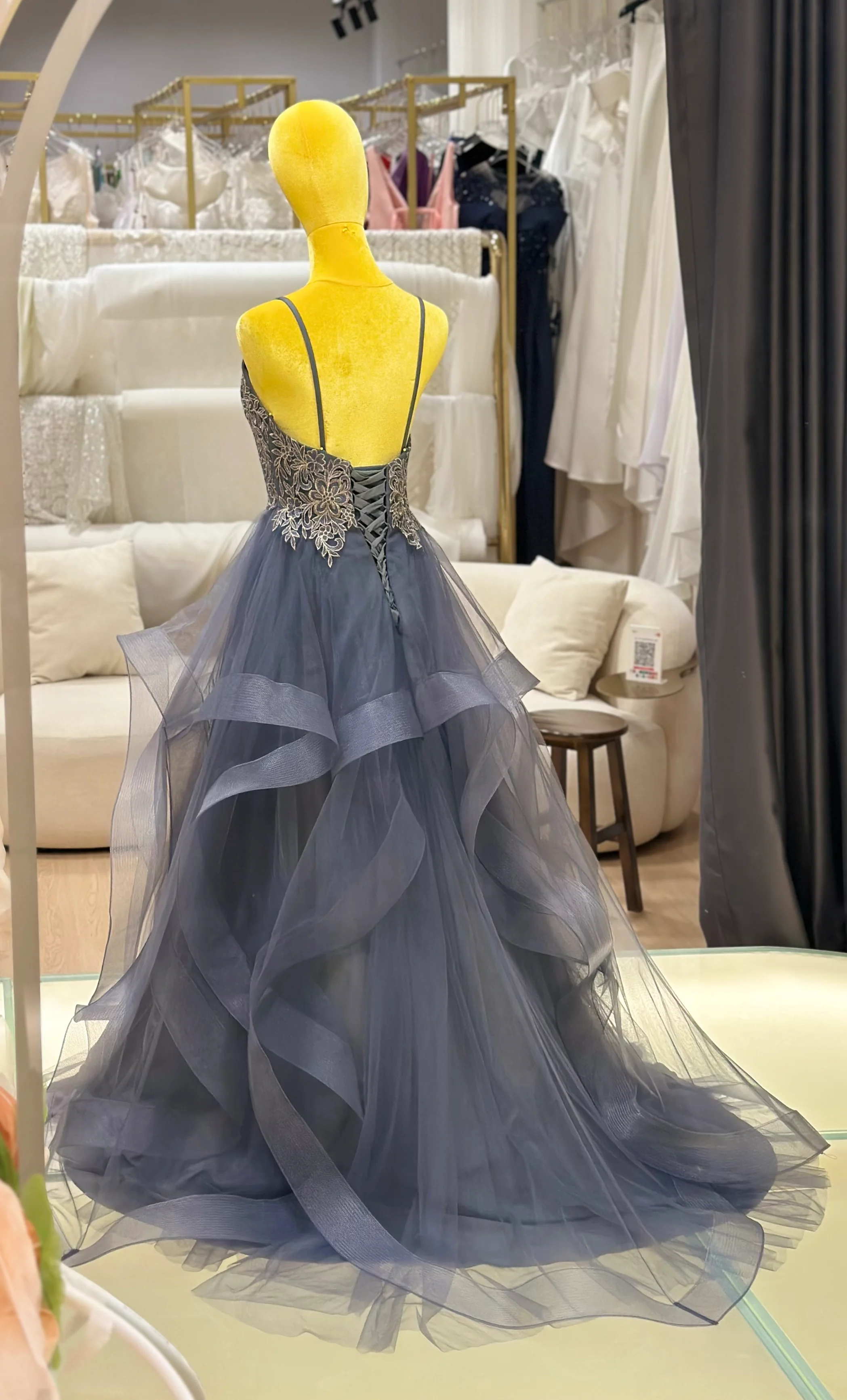 Twilight Luxe Half-Lace Evening Gown | Ready-to-Wear - Image 8