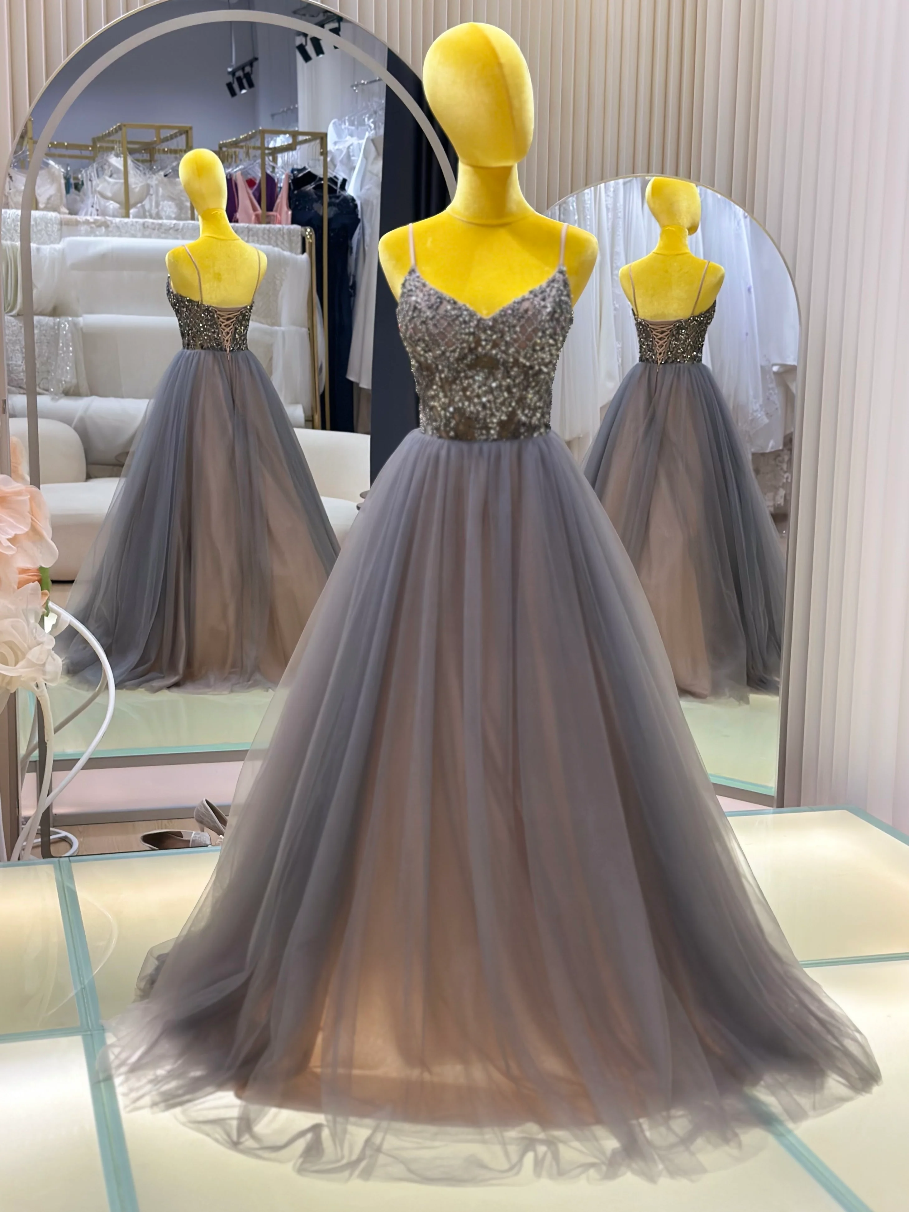 Golden Radiance Beaded Luxury Evening Gown | Ready-to-Wear - Image 2