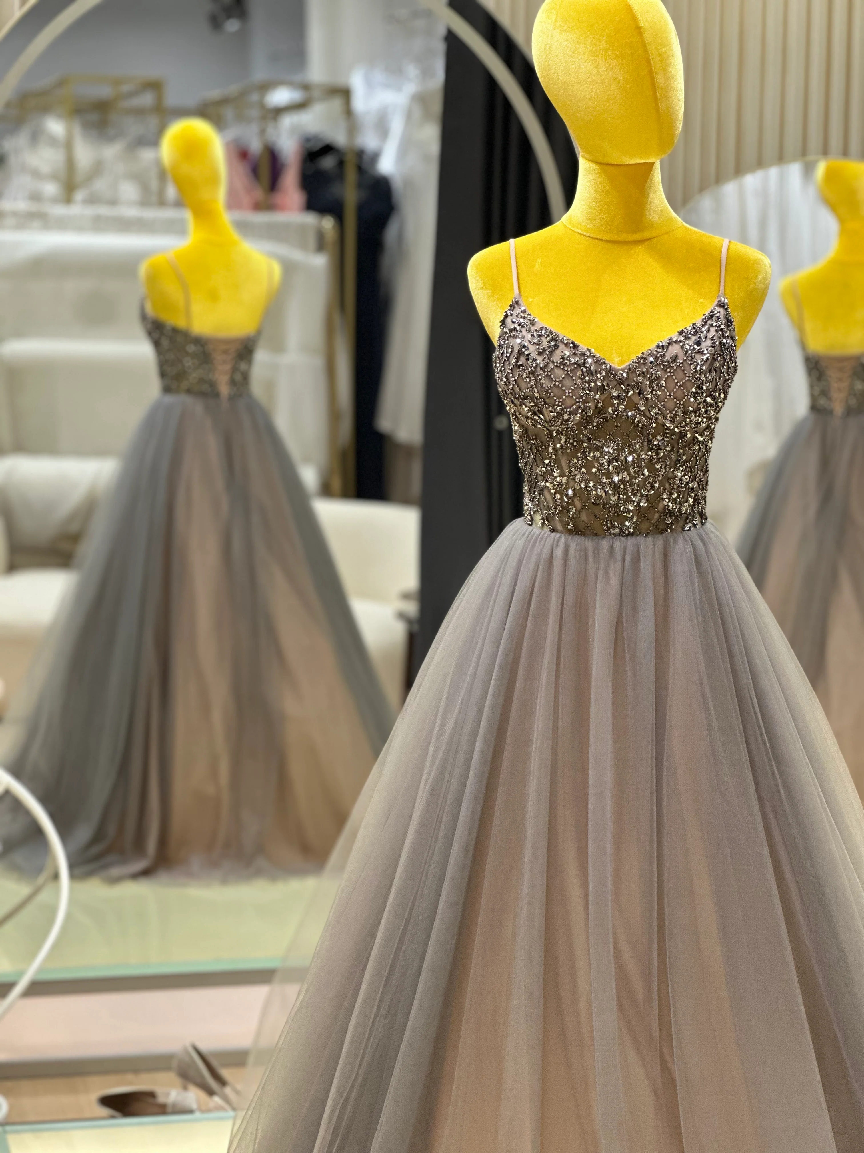 Golden Radiance Beaded Luxury Evening Gown | Ready-to-Wear - Image 3