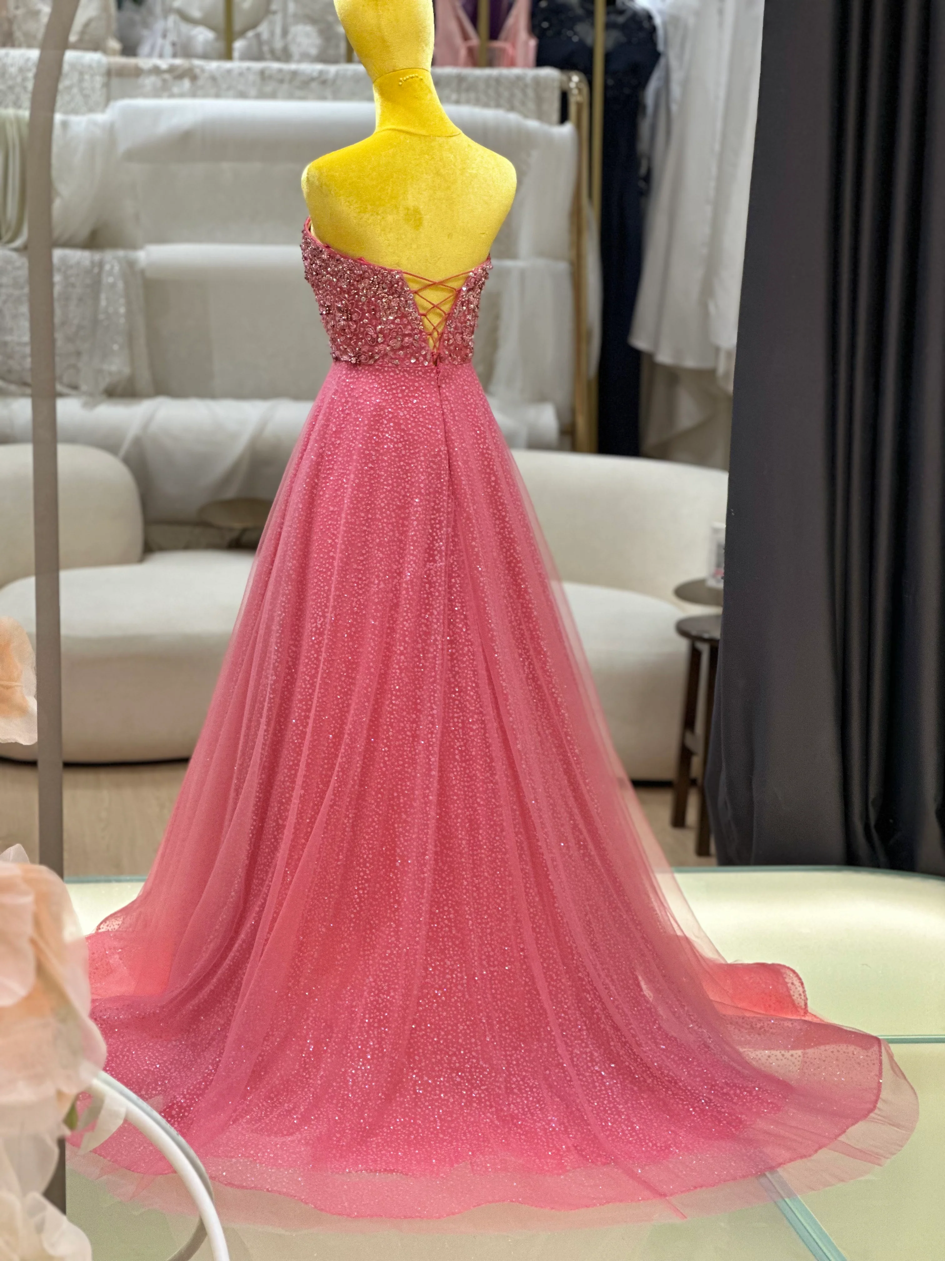 Fuchsia Fantasy Ruffled Sequin Ball Gown | Ready-to-Wear - Image 8