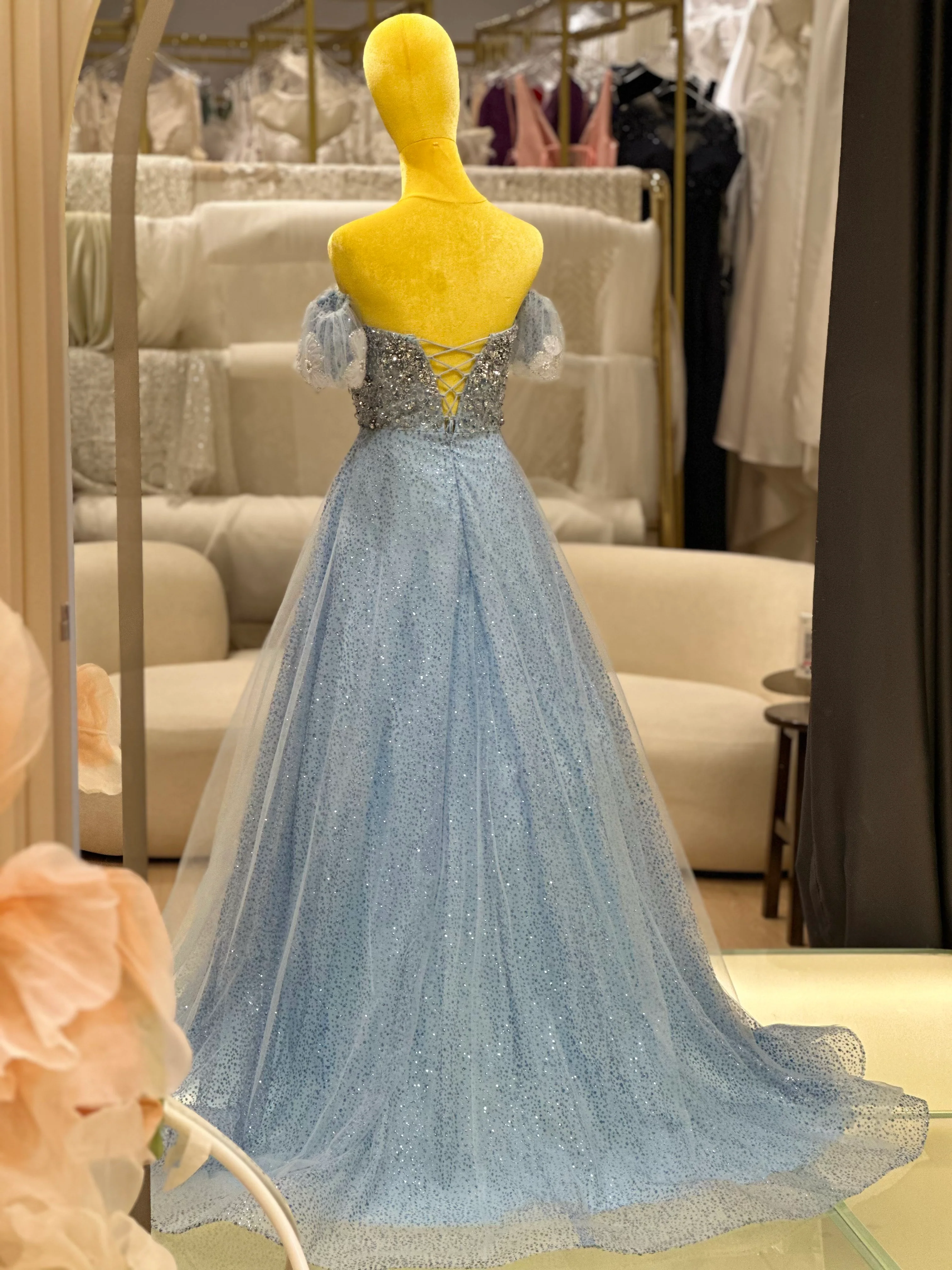 Celestial Blue Glitter Tulle Ball Gown | Ready-to-Wear - Image 7