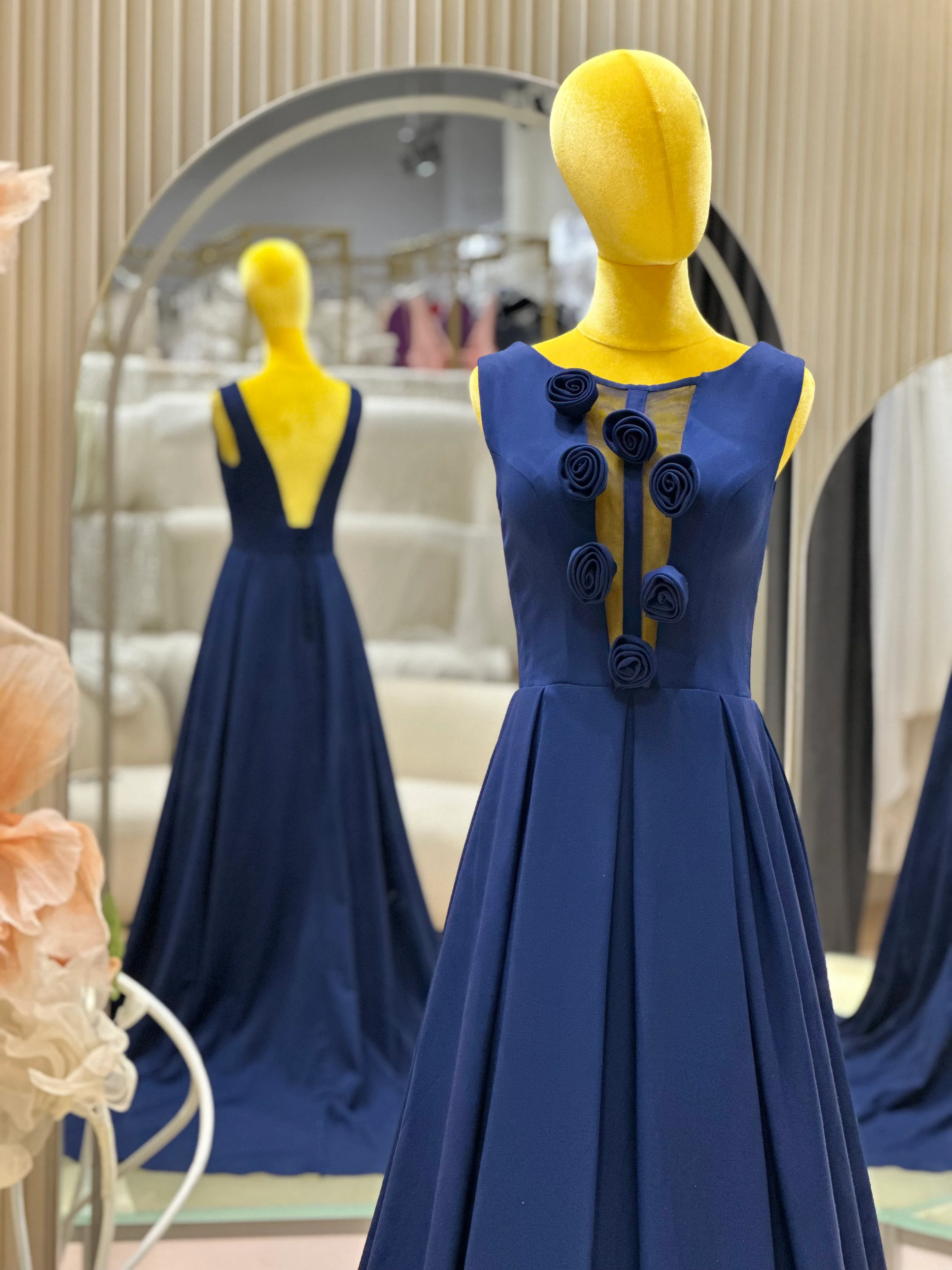 Sapphire Elegance Draped Evening Gown | Ready-to-Wear - Image 3