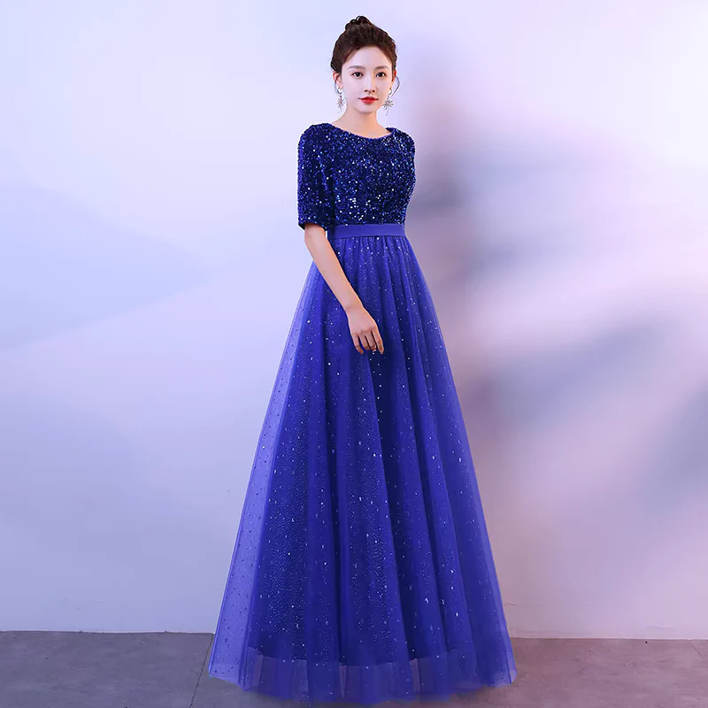 EG-SALE-AME-00116  performance costumes female long skirt chorus costumes art examination solo recitation performance costumes - Image 4
