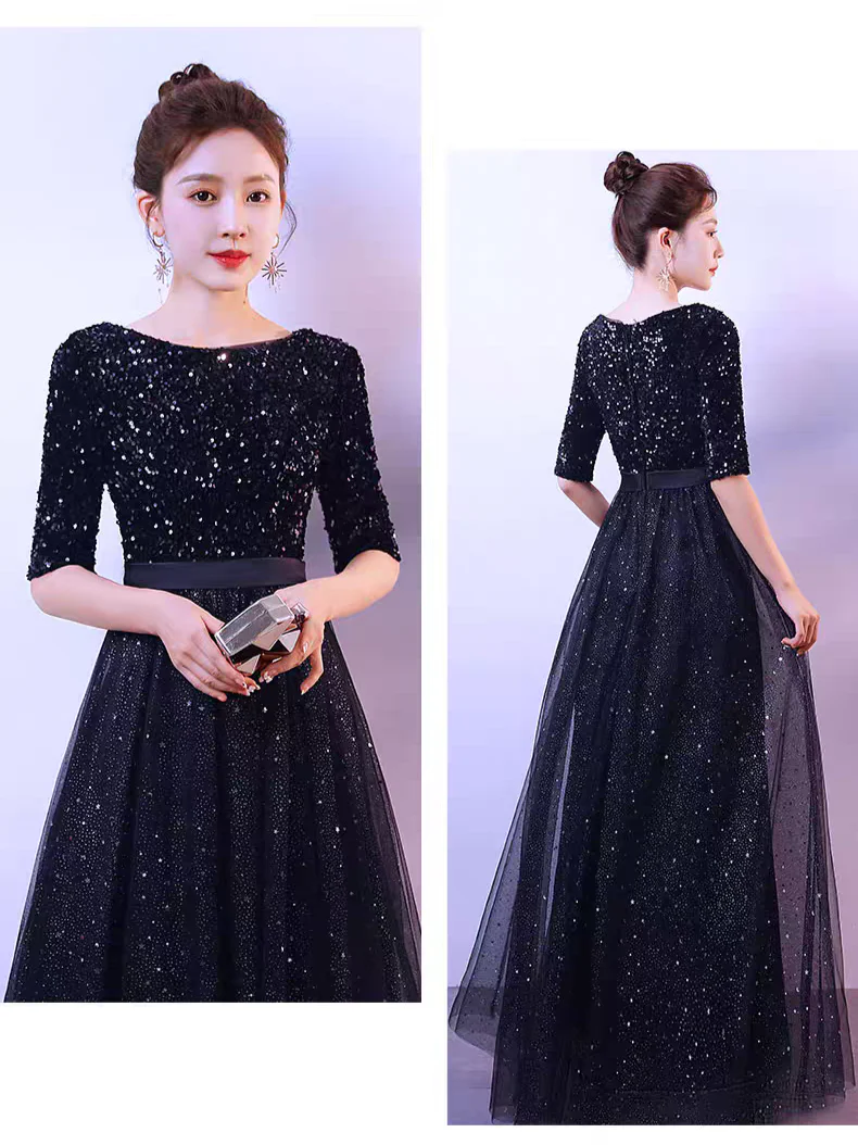 EG-SALE-AME-00116  performance costumes female long skirt chorus costumes art examination solo recitation performance costumes - Image 5