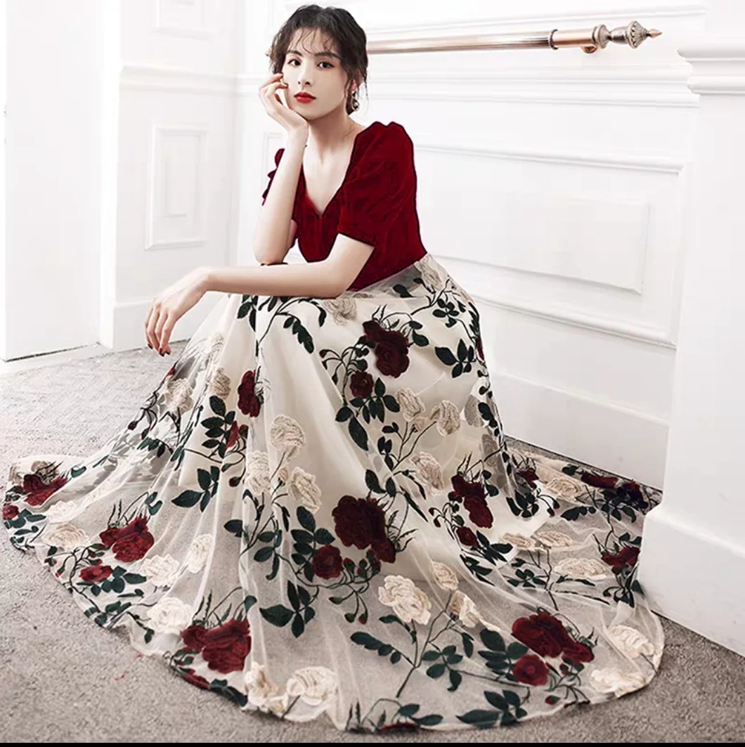 EG-SALE-AME-00129 Evening dress new hot style small temperament style high-end atmospheric host long banquet annual meeting - Image 7