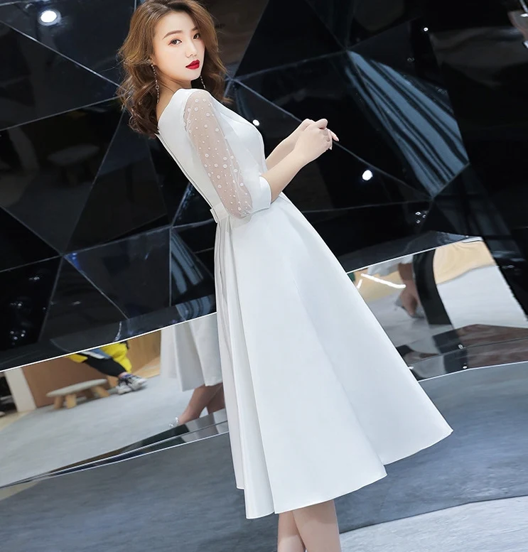 EG-SALE-AME-00132 white evening dress female fairy dress sample clothing cutting drawing small dress - Image 2