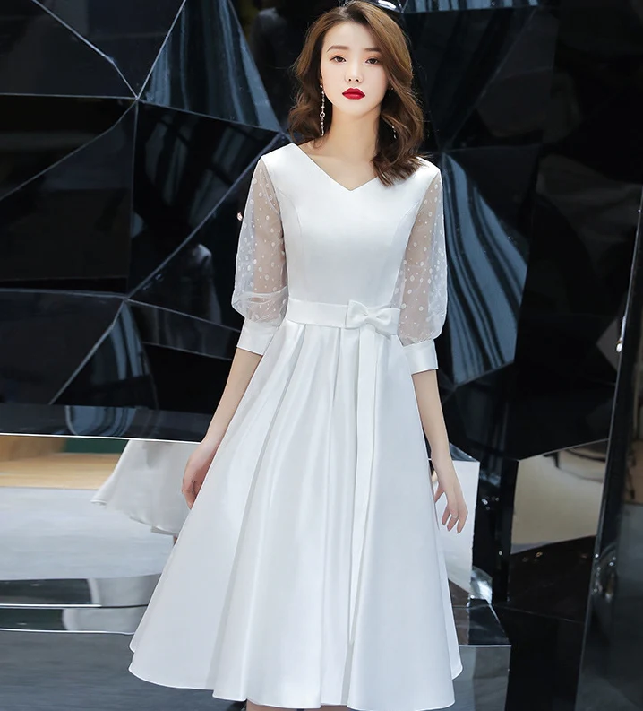 EG-SALE-AME-00132 white evening dress female fairy dress sample clothing cutting drawing small dress - Image 3