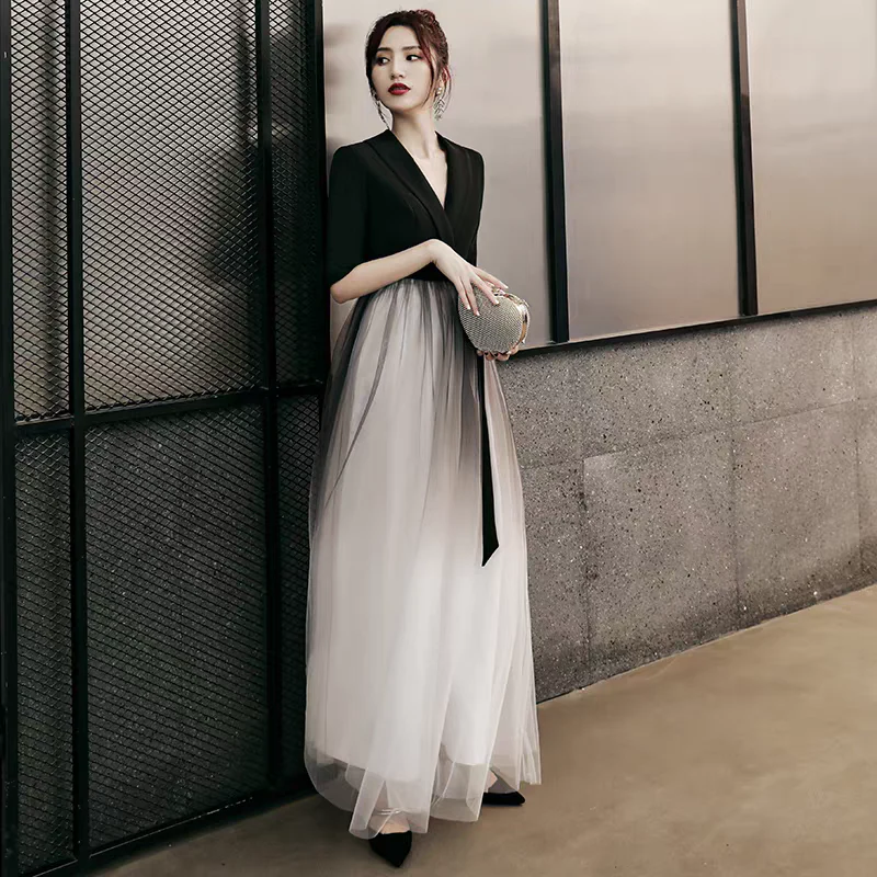 EG-SALE-AME-00136 Temperament banquet black evening dress female new performance chorus high-end luxury birthday dress host