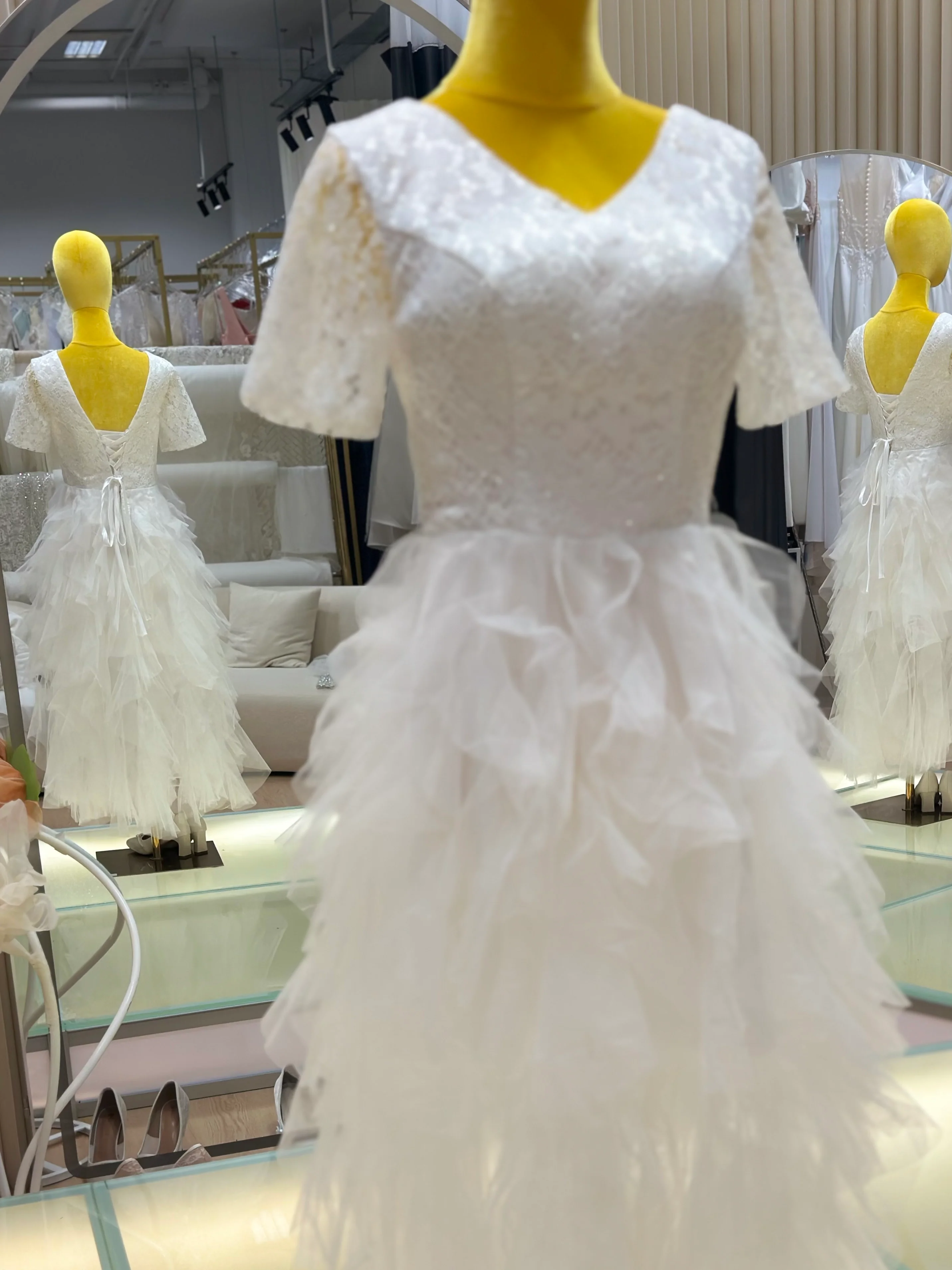 Forest Style Slim French Light Wedding Gown | Ready-to-Wear - Image 6