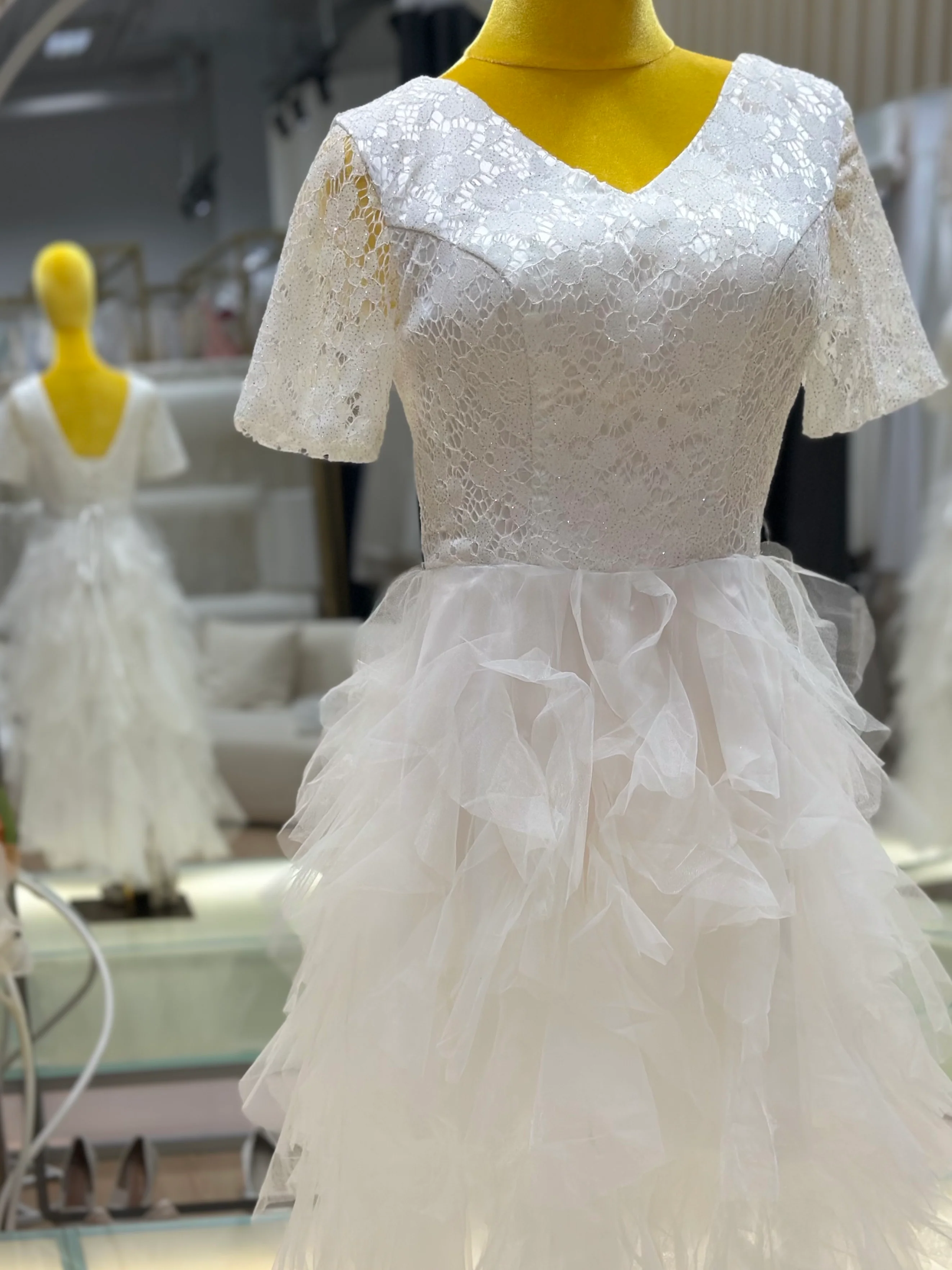 Forest Style Slim French Light Wedding Gown | Ready-to-Wear - Image 7