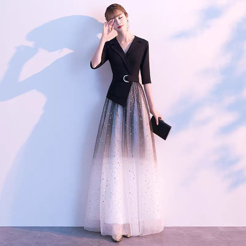 EG-SALE-AME-00142 Banquet evening dress long new dreamy starry sky gradient host chorus performance costume temperament long skirt female