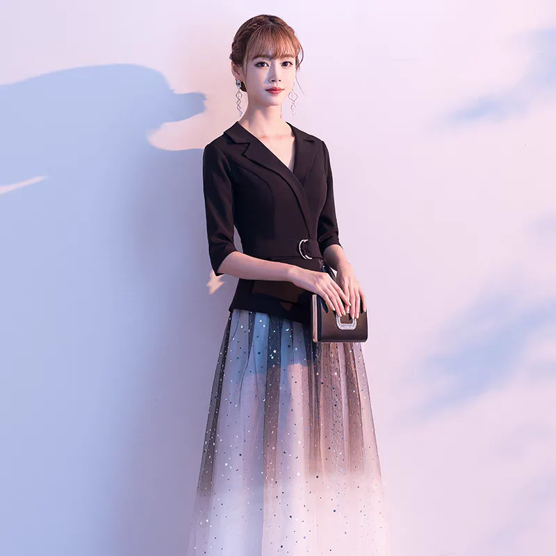 EG-SALE-AME-00142 Banquet evening dress long new dreamy starry sky gradient host chorus performance costume temperament long skirt female - Image 3