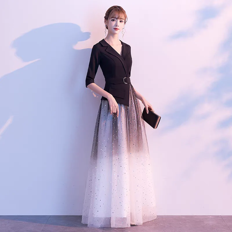 EG-SALE-AME-00142 Banquet evening dress long new dreamy starry sky gradient host chorus performance costume temperament long skirt female - Image 4