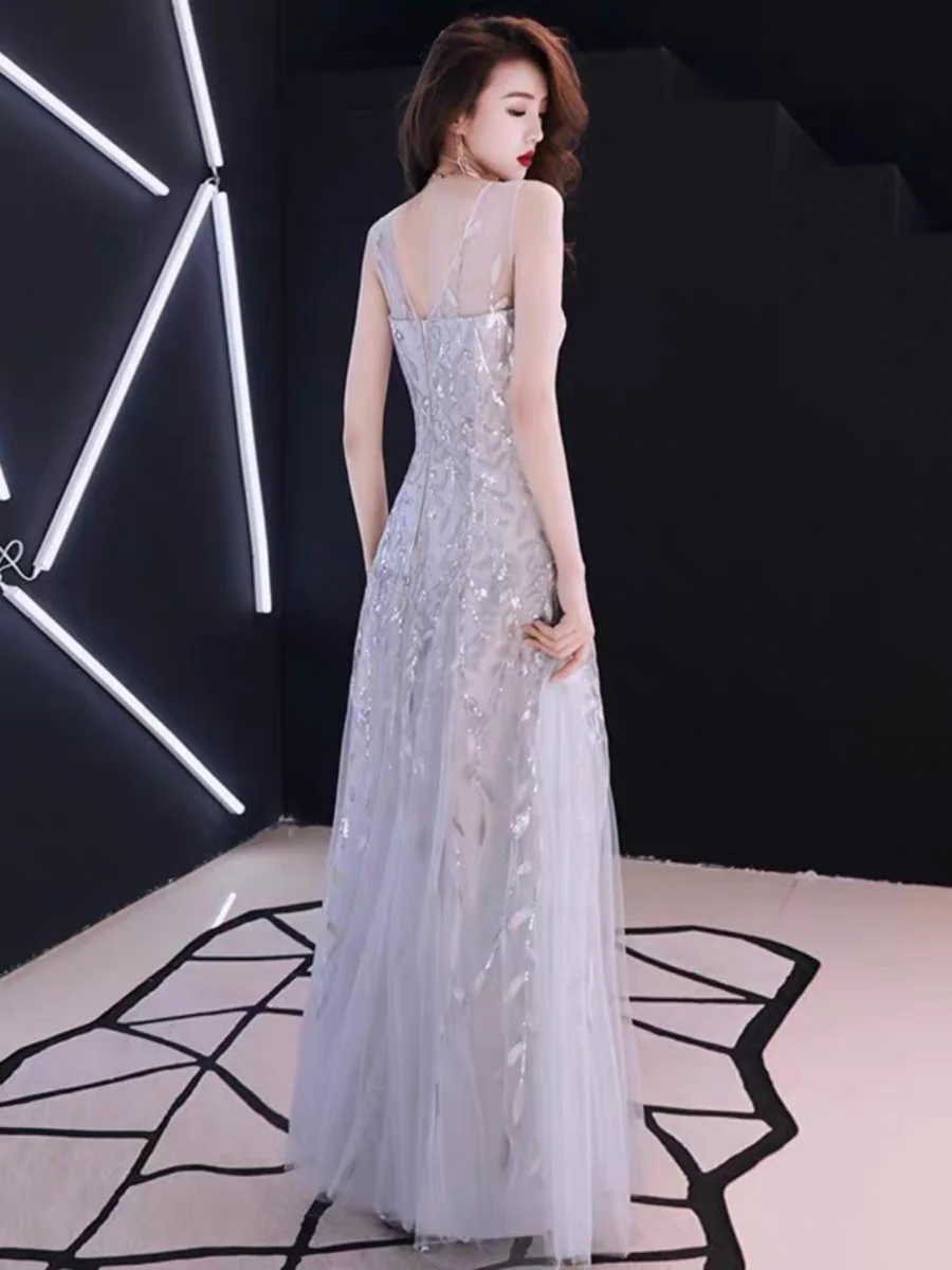 EG-SALE-AME-00179 Simple and generous evening dress for women new style evening party celebrity host dress can be worn as a small dress for women - Image 4