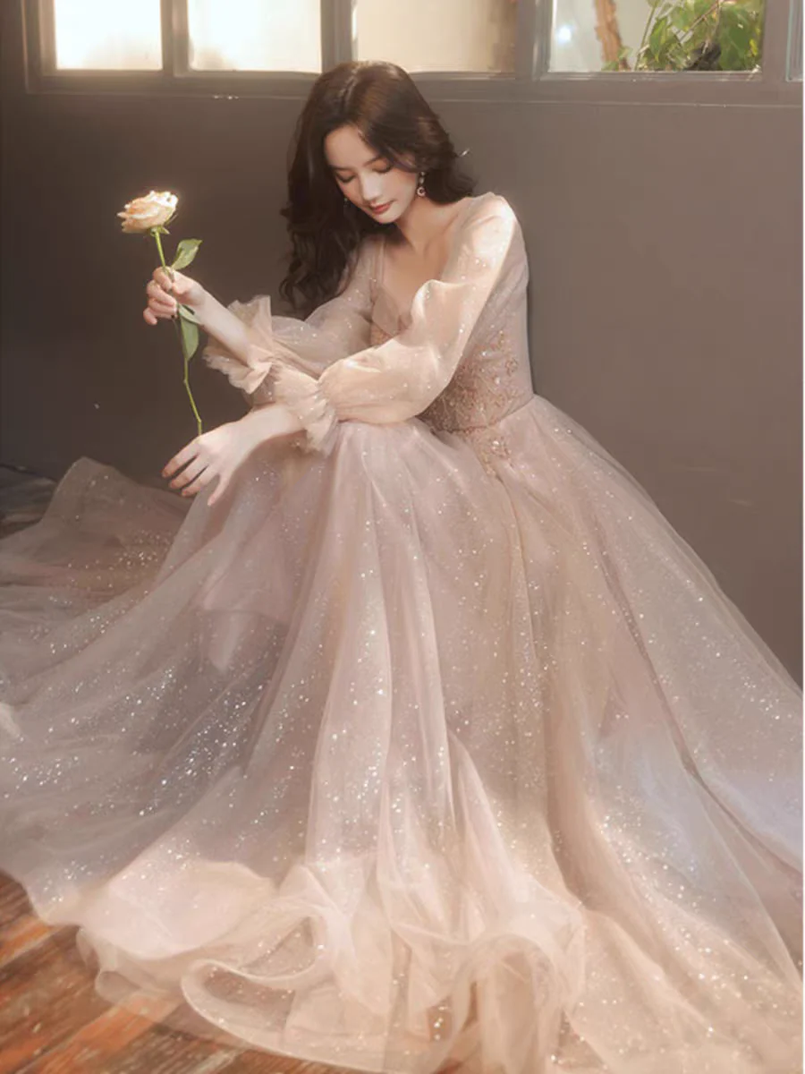 EG-SALE-AME-00193 Bridesmaid dress fairy temperament new spring can be worn on weekdays to show slim long sister group girlfriends dress bridesmaid dress - Image 2