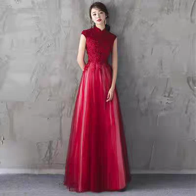 EG-SALE-AME-00199 Evening dress for hostess of the party, female bride, engagement toast dress, slim fit, elegant temperament, high-grade dress