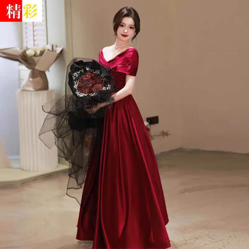 EG-SALE-AME-00205 toast dress bride wedding dress high-grade small engagement dress female year banquet large size evening dress