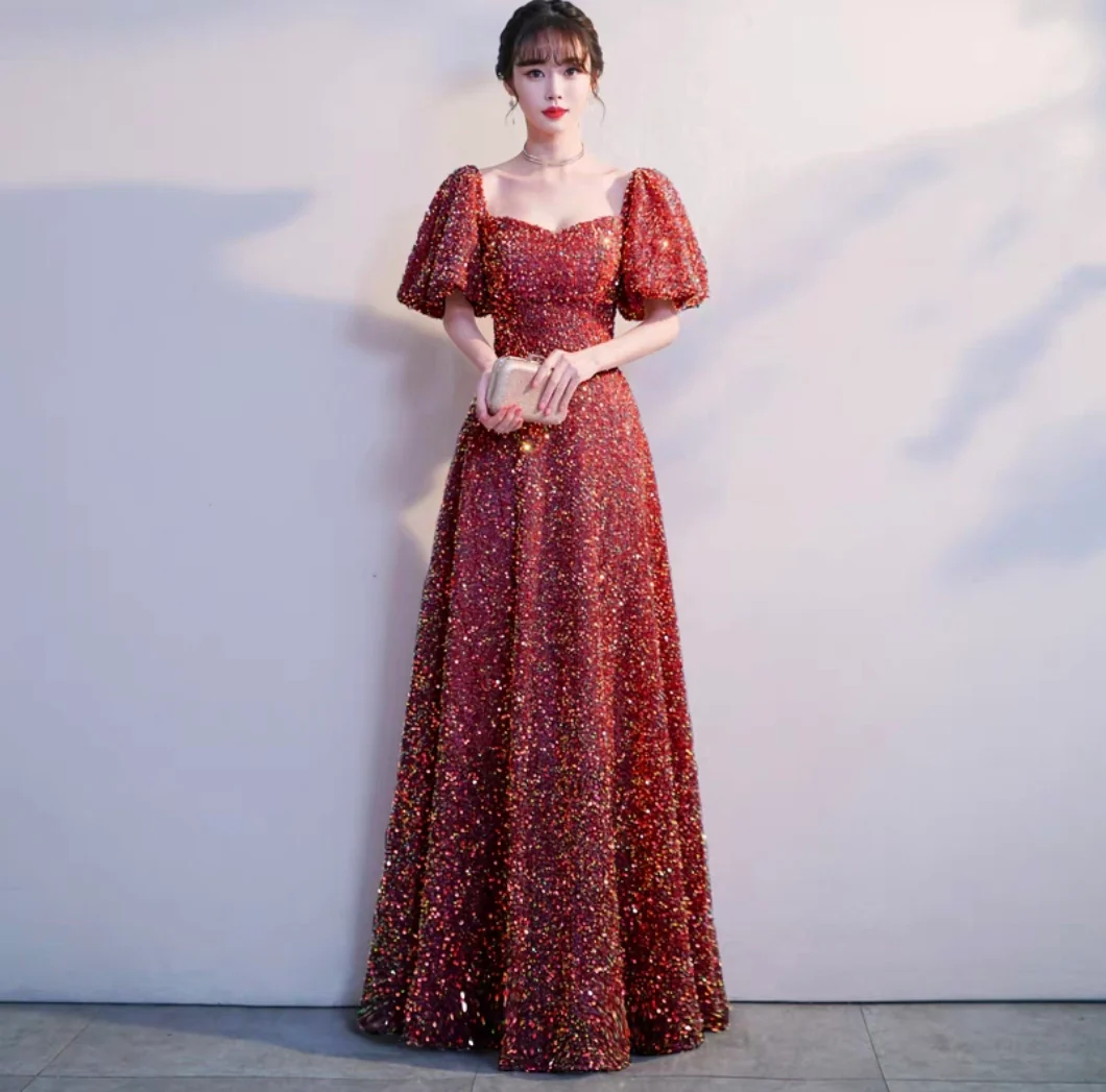 EG-SALE-AME-00215 evening dress for women new style high-end emperament light luxury niche high-end host dress