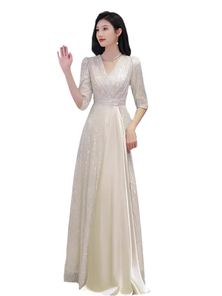 EG-SALE-AME-00216 Annual meeting evening dress new style light luxury niche high-end temperament company banquet host high-end dress