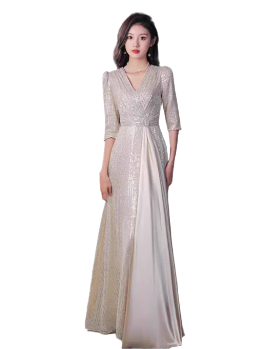 EG-SALE-AME-00216 Annual meeting evening dress new style light luxury niche high-end temperament company banquet host high-end dress - Image 2